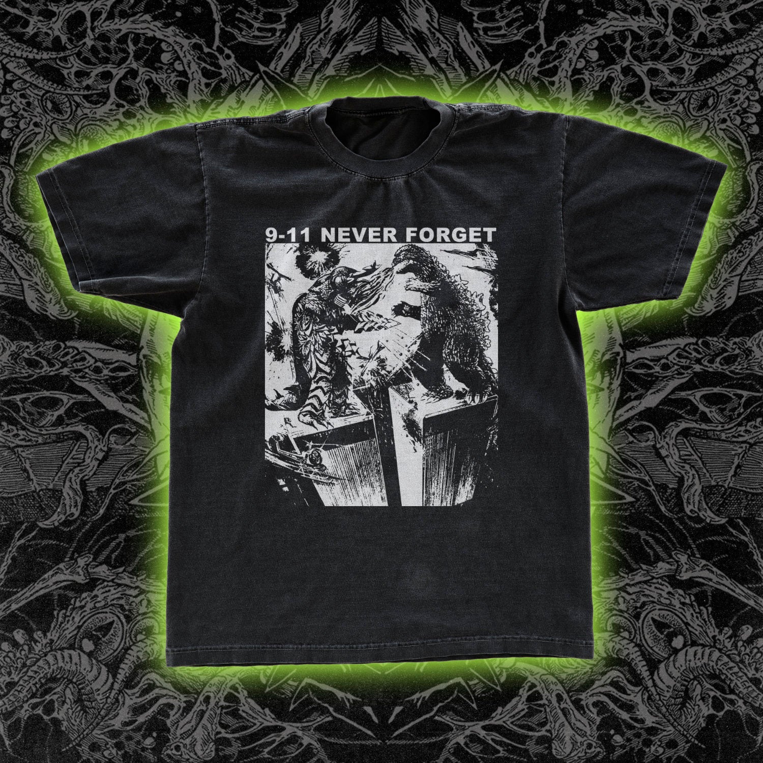 Threadrock We Will Never Forget 9/11 T-Shirt - Unisex Raglan Style Memorial Tee