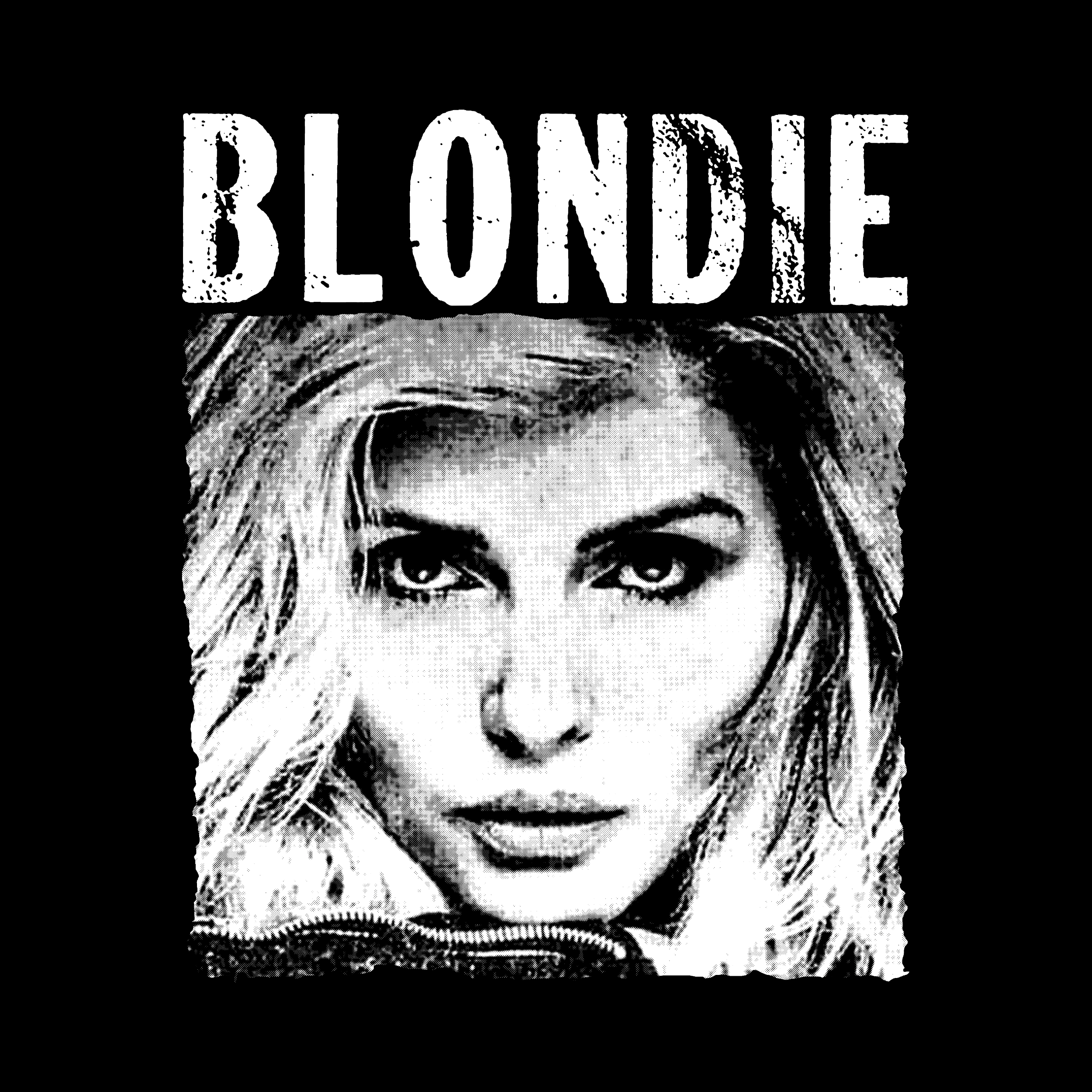 T-Shirt Col V BLONDIE is my therapy Blanc / Black