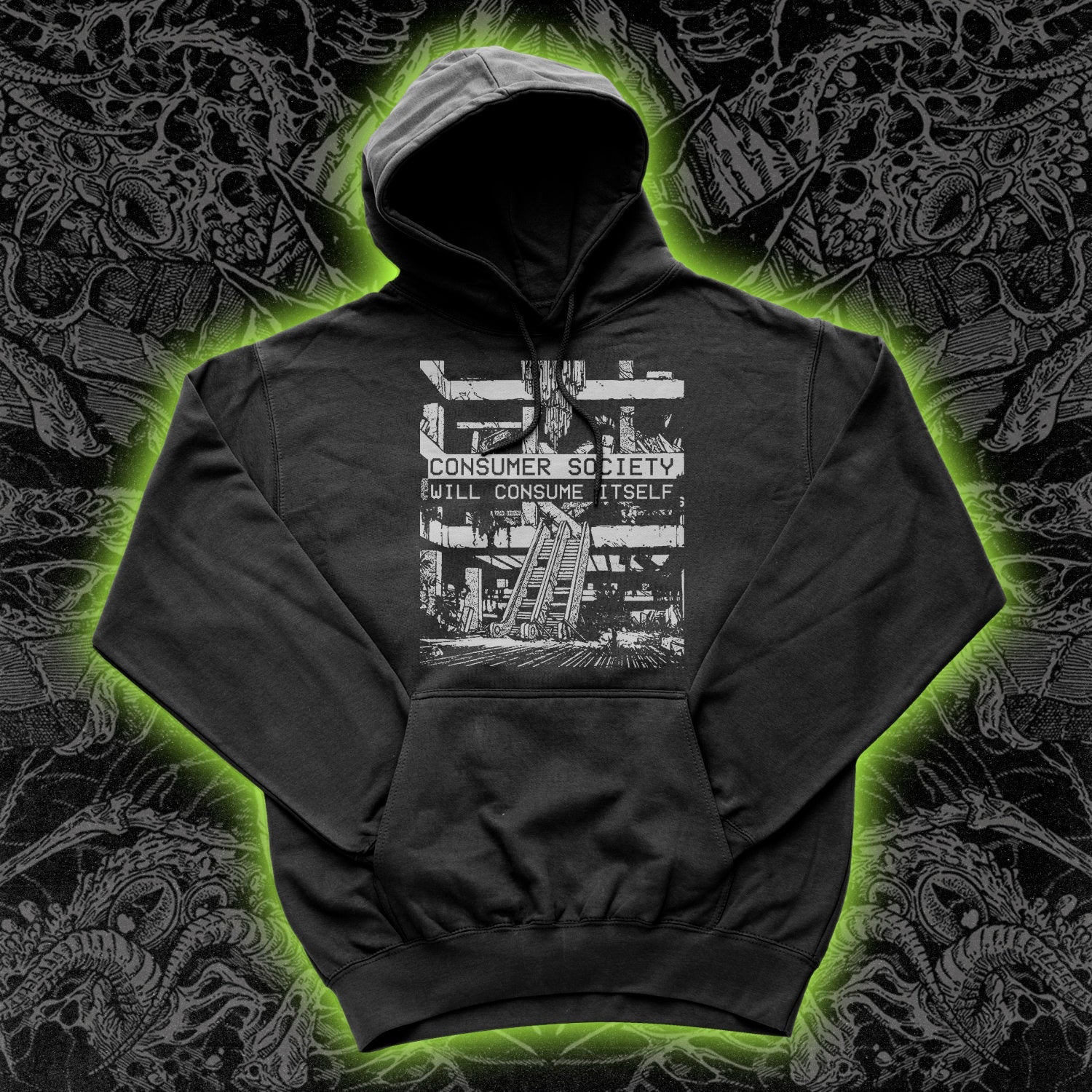 Consumer Society Will Consume Itself Hoodie Black