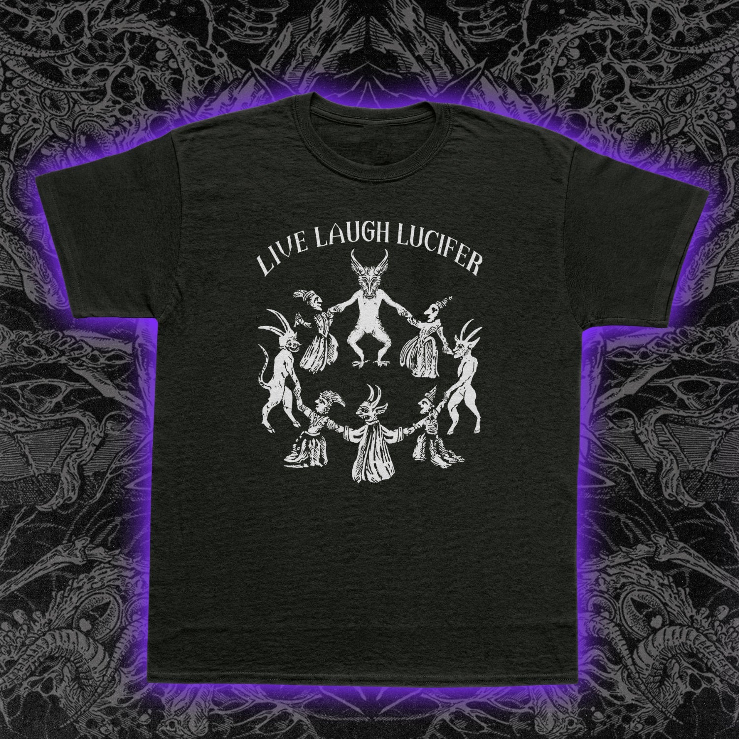 Live Laugh Lucifer Premium Bella Shirt Occult Obscure Clothing Night Channels