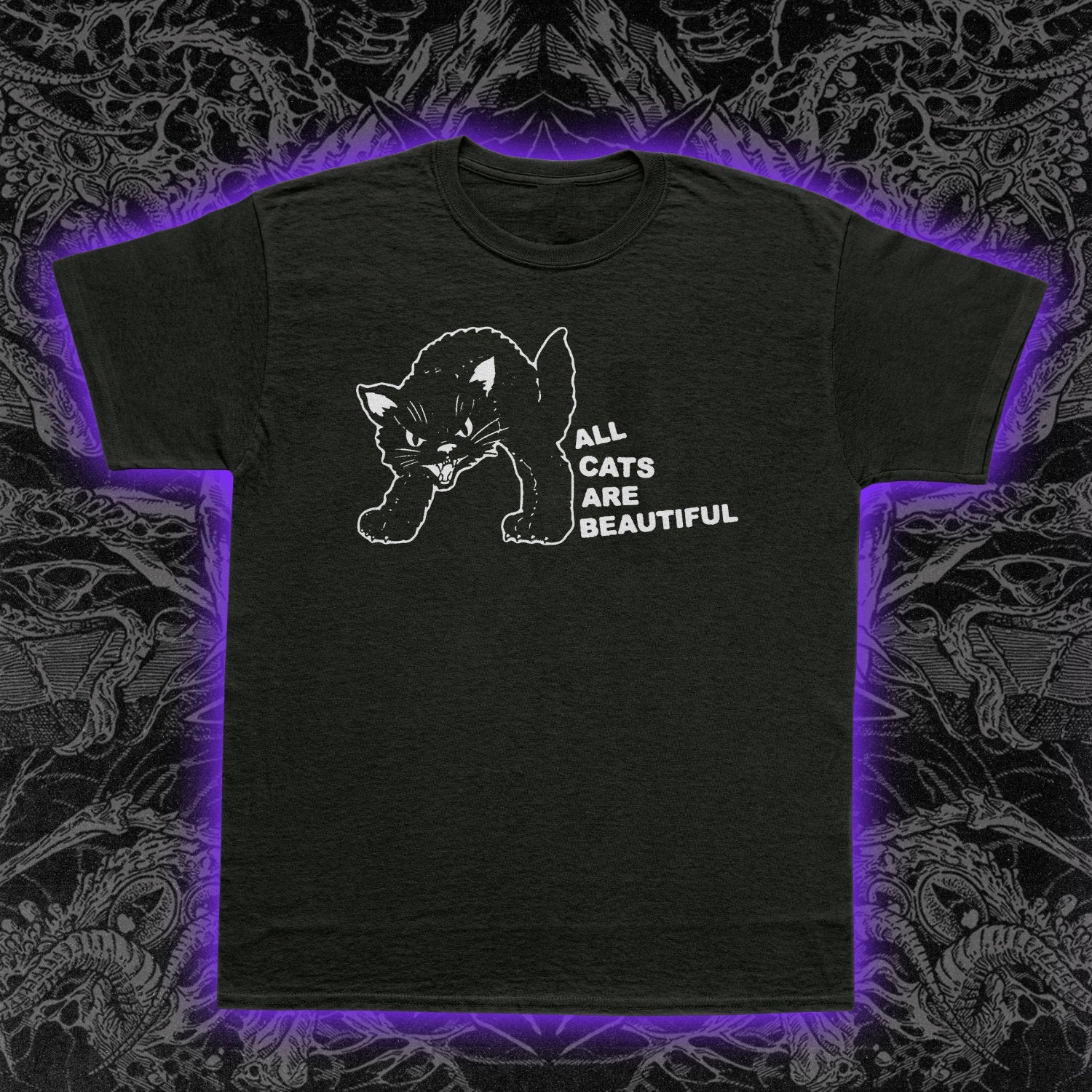 All Cats Are Beautiful Redux Slim Fit Tee Black