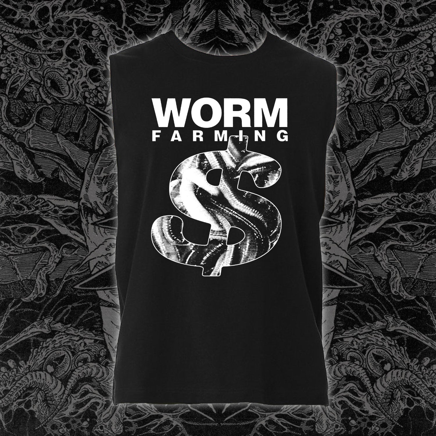 Worm Farming Muscle Tee Black