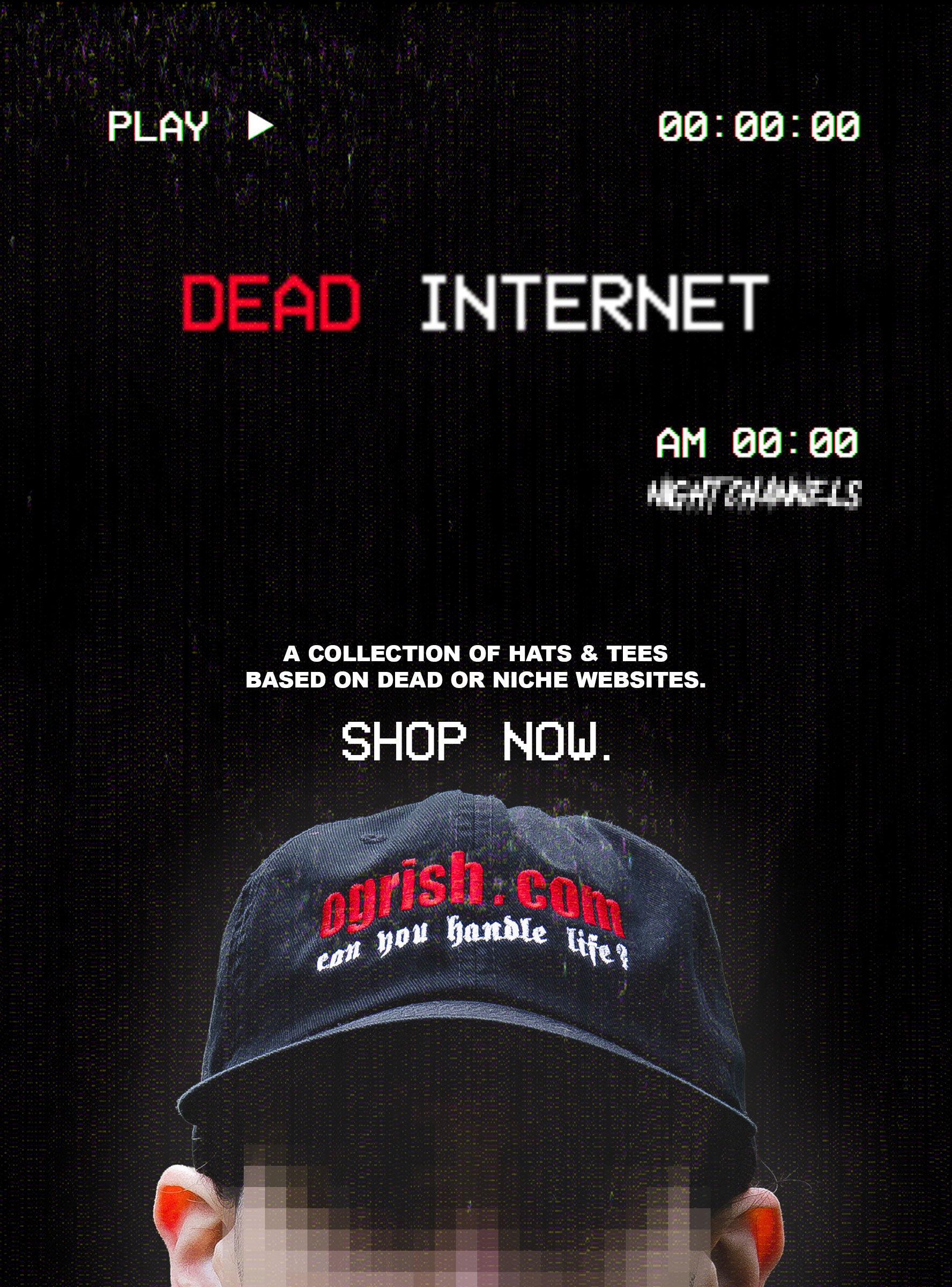 Dead Internet Collection of hats and tees based on Dead or Niche websites. Shop Now
