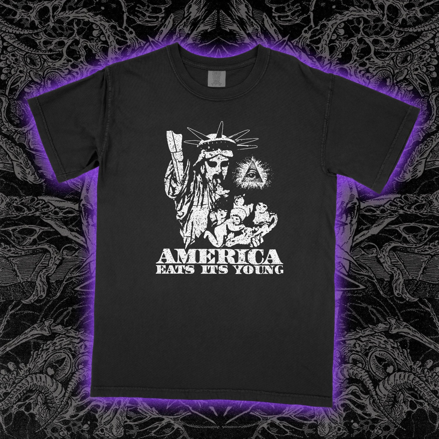 America Eats Its Young Comfort Colors Black Tee