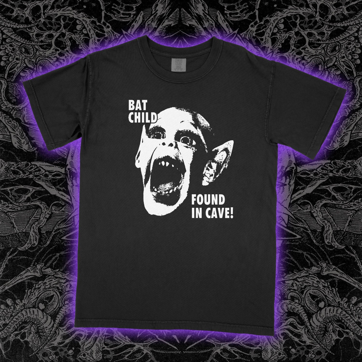 Bat Boy Bat Child Found In Cave Comfort Colors Black Tee