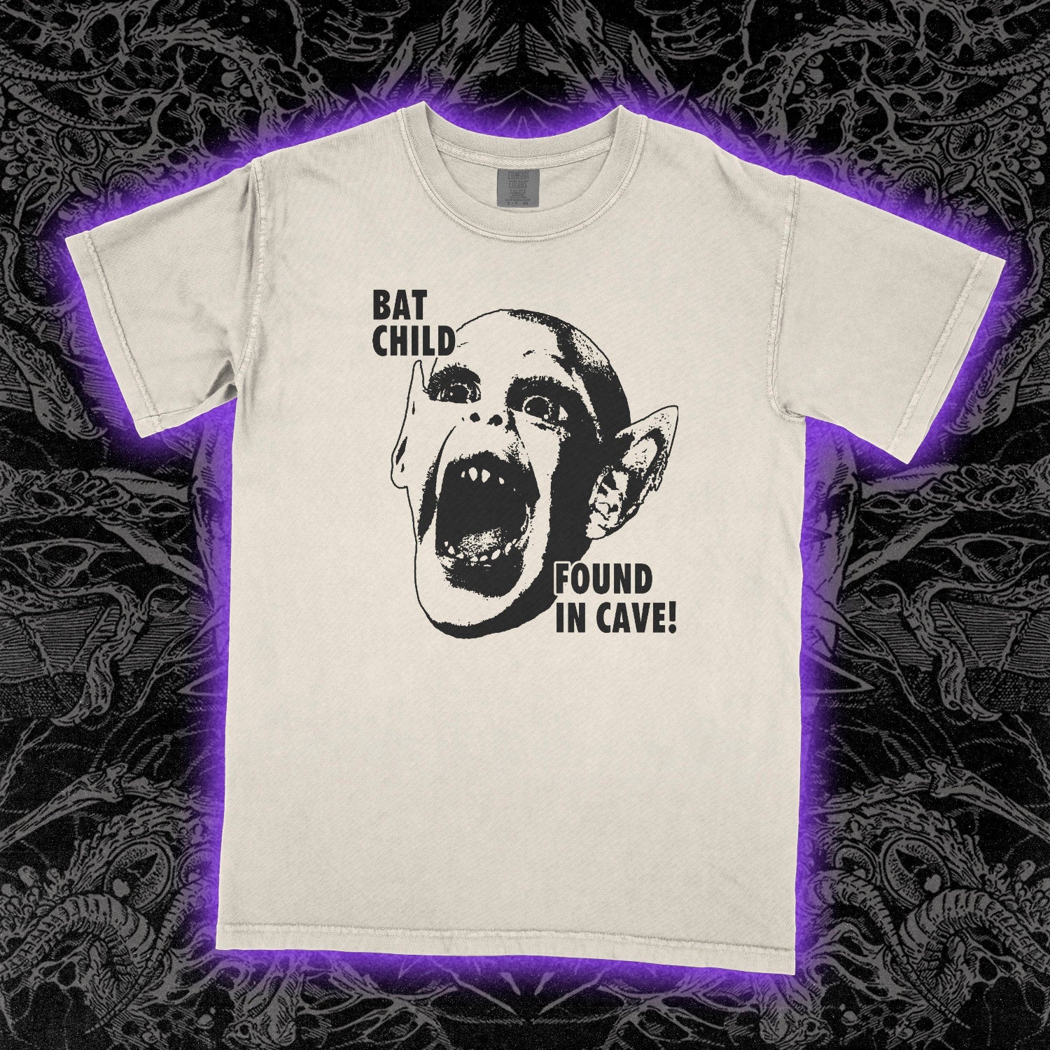 Bat Boy Bat Child Found In Cave Comfort Colors Ivory Tee