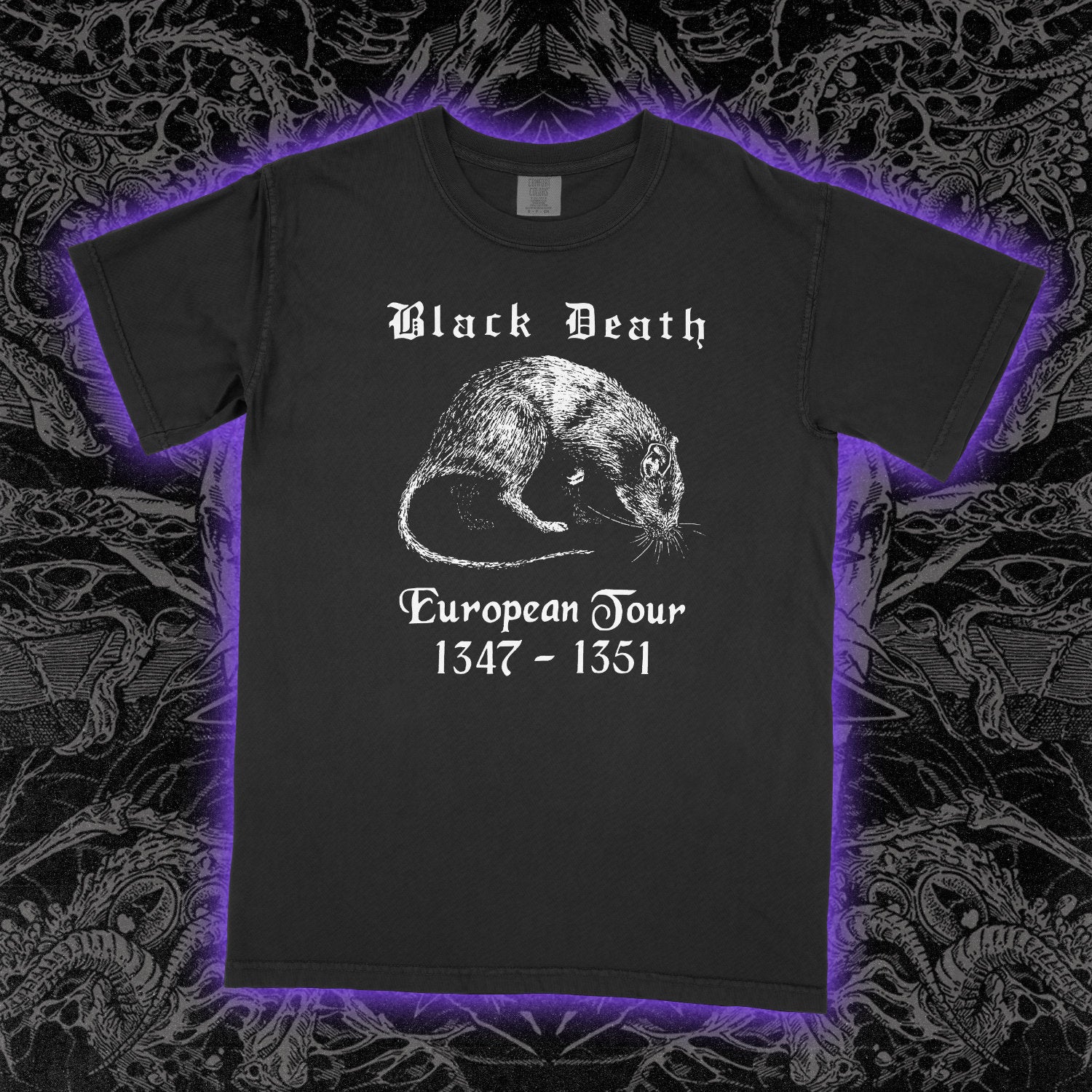 Black Death European Tour Comfort Colors Black Tee