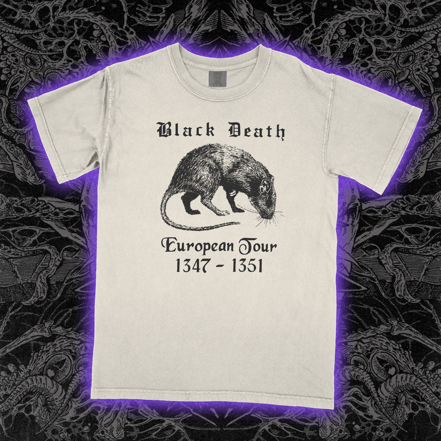 Black Death European Tour Comfort Colors Ivory Tee