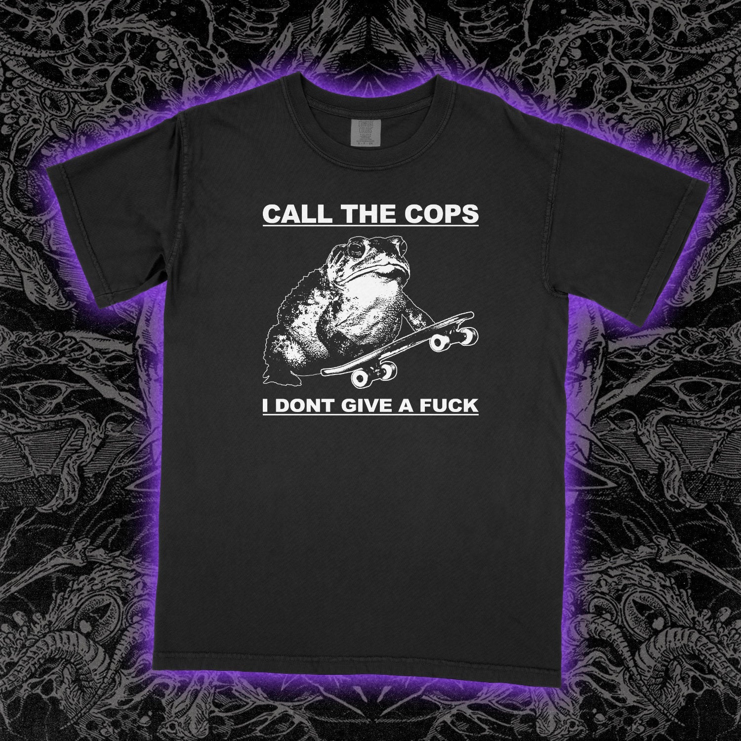 Call The Cops Frog Comfort Colors Black Tee