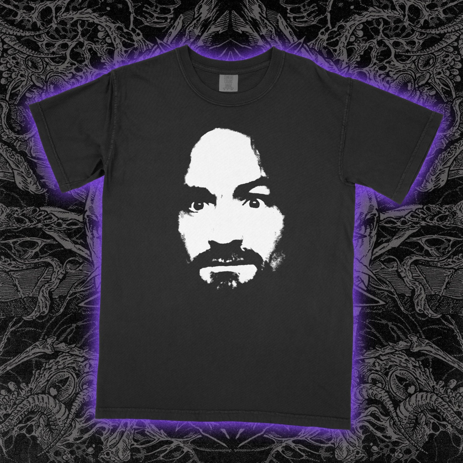 Charles Manson Face Comfort Colors Black Tee