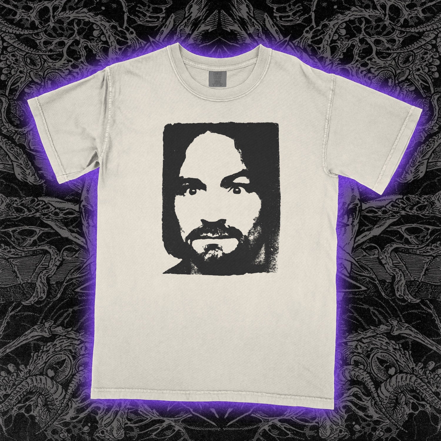 Charles Manson Face Comfort Colors Ivory Tee