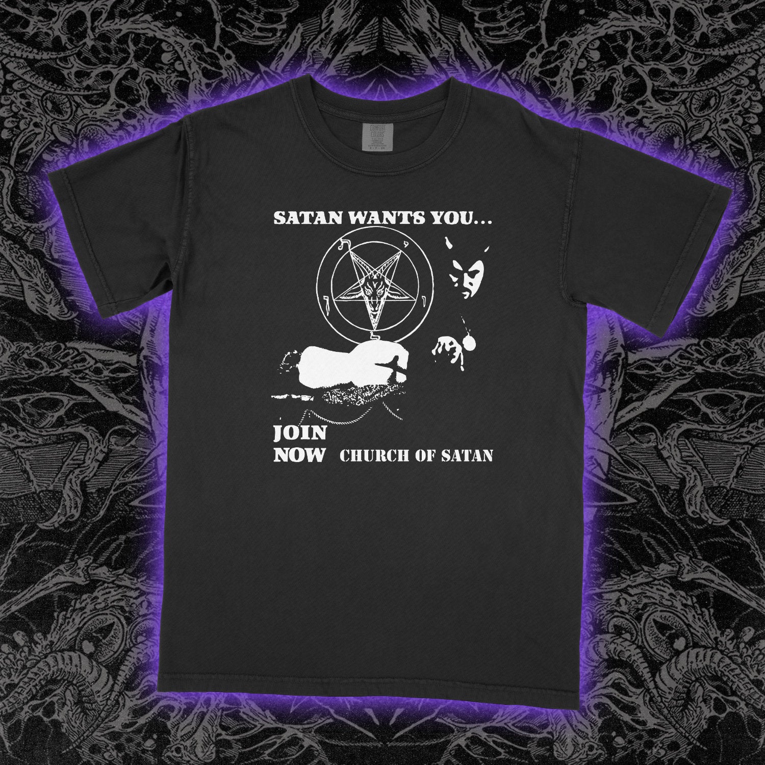 Church Of Satan Wants You Comfort Colors Black Tee