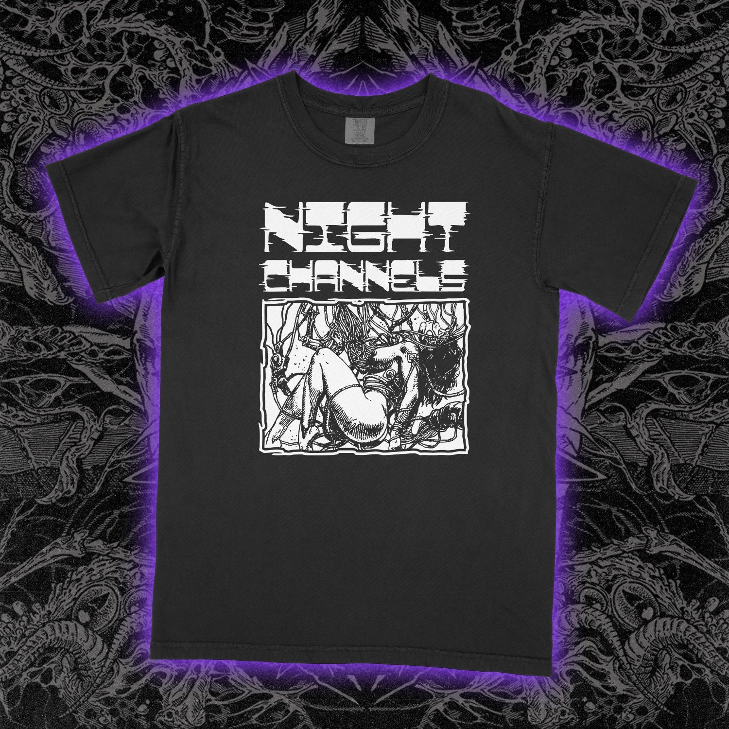 Cyber Sex Night Channels Comfort Colors Black Tee