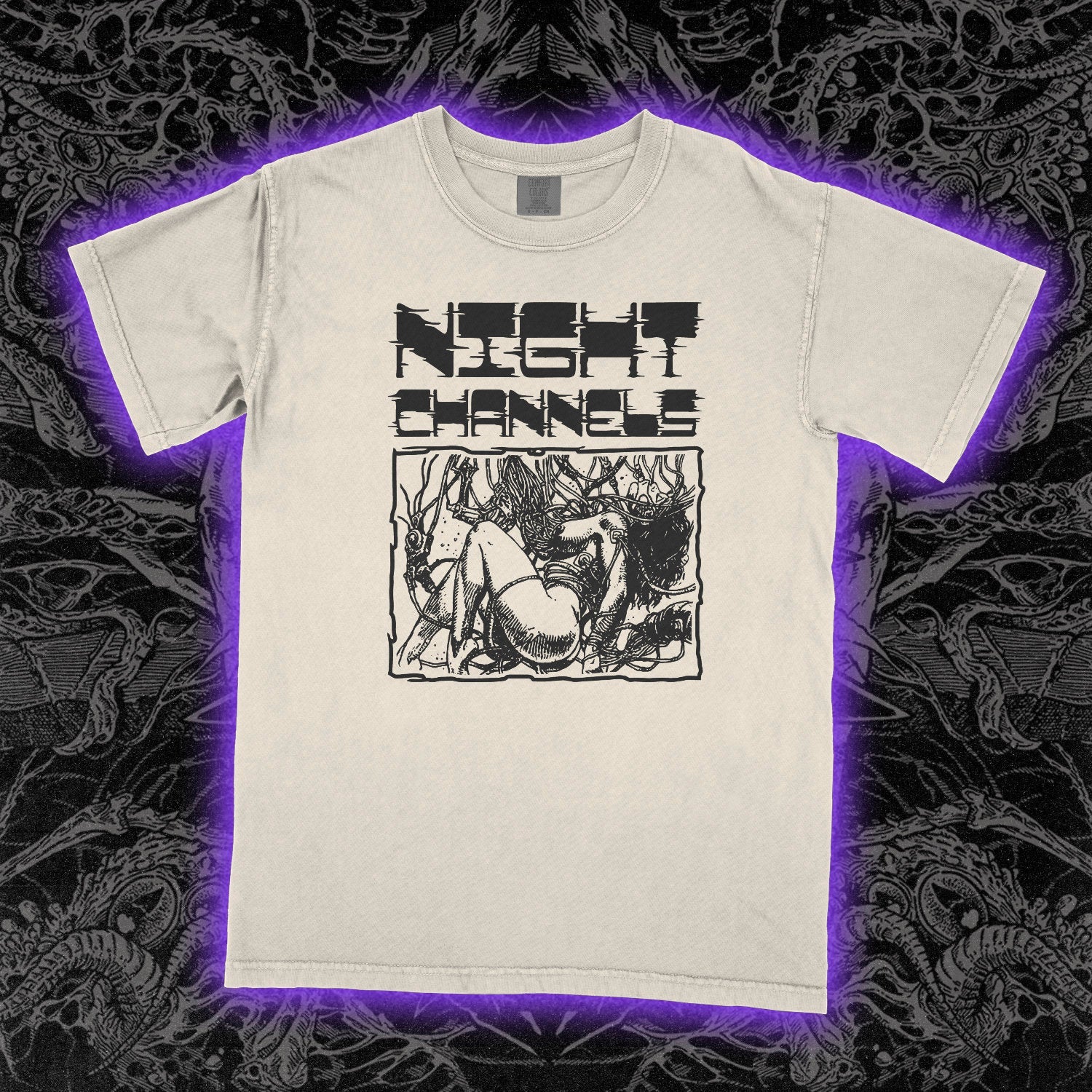 Cyber Sex Night Channels Comfort Colors Ivory Tee