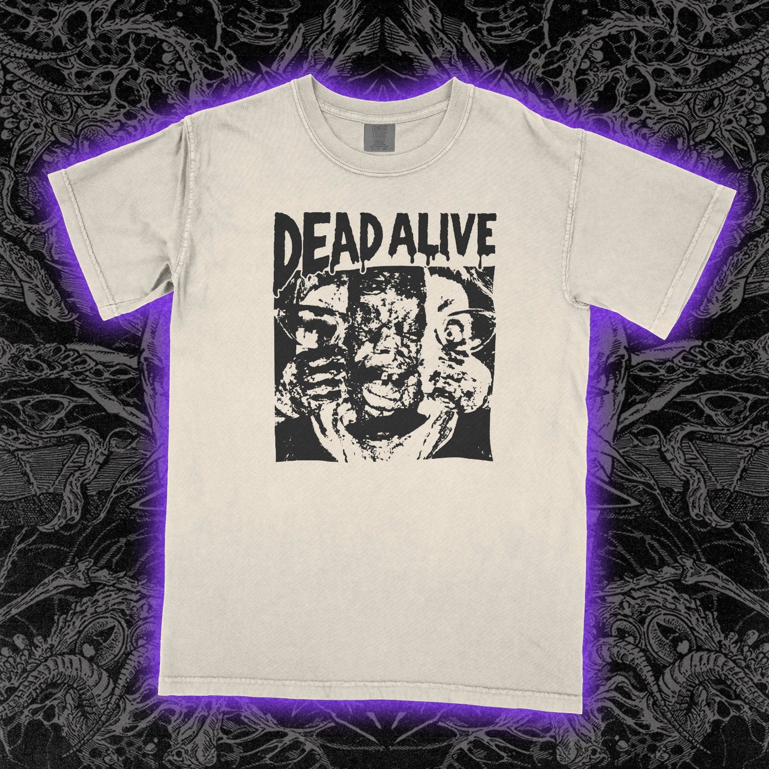 Dead Alive Face Split Comfort Colors Ivory Tee