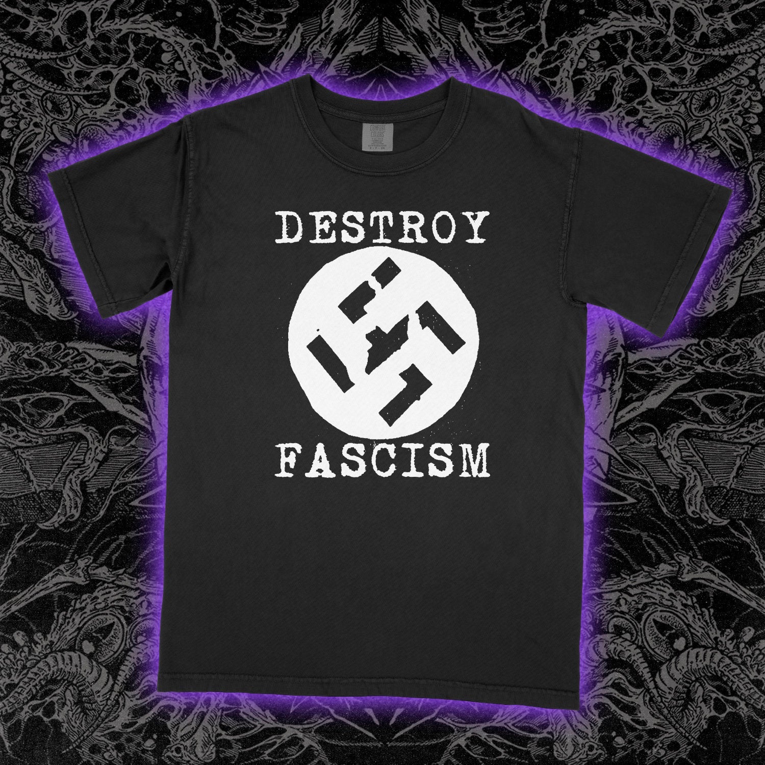 Destroy Fascism Comfort Colors Black Tee