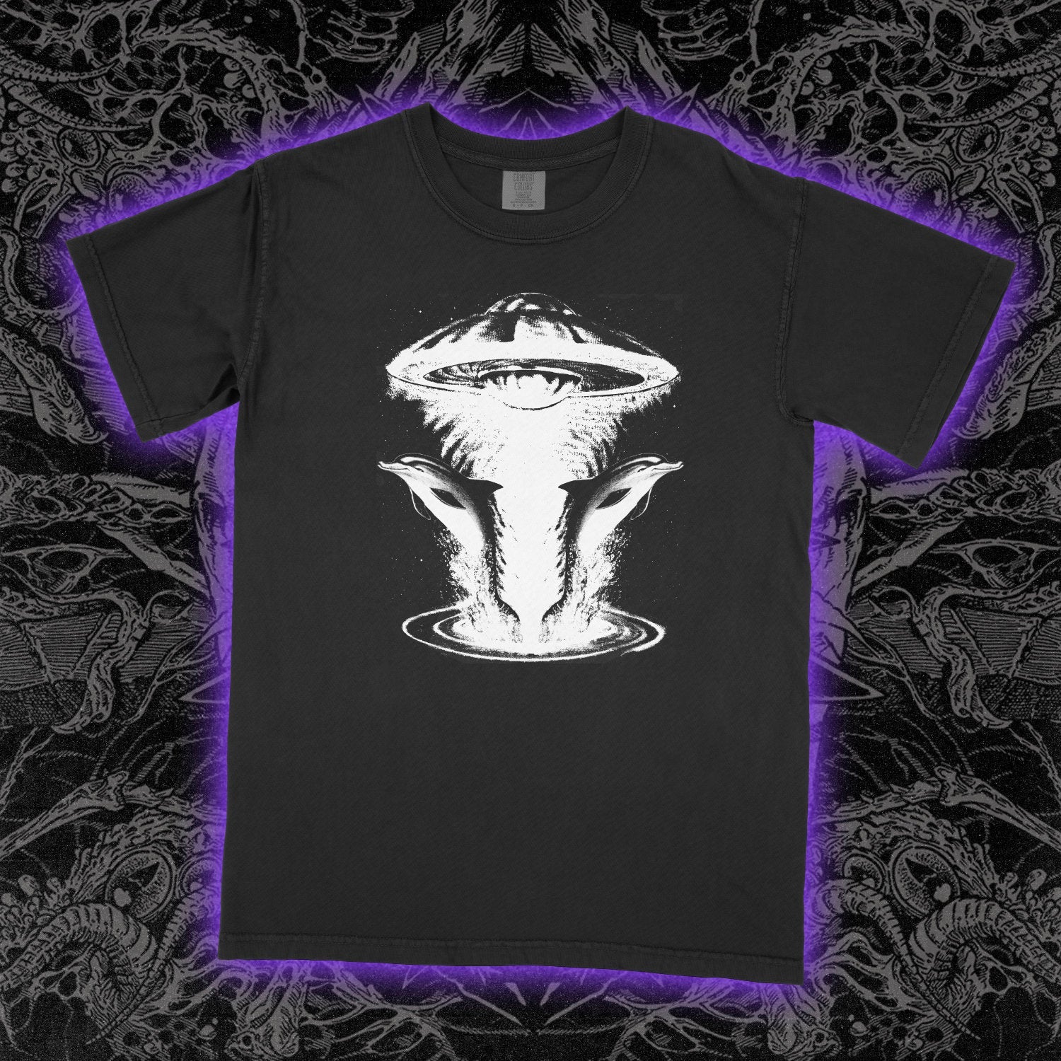 Dolphins UFO Comfort Colors Black Tee