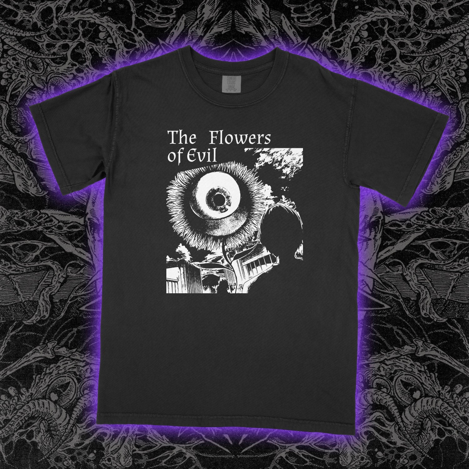 Flowers Of Evil Comfort Colors Black Tee