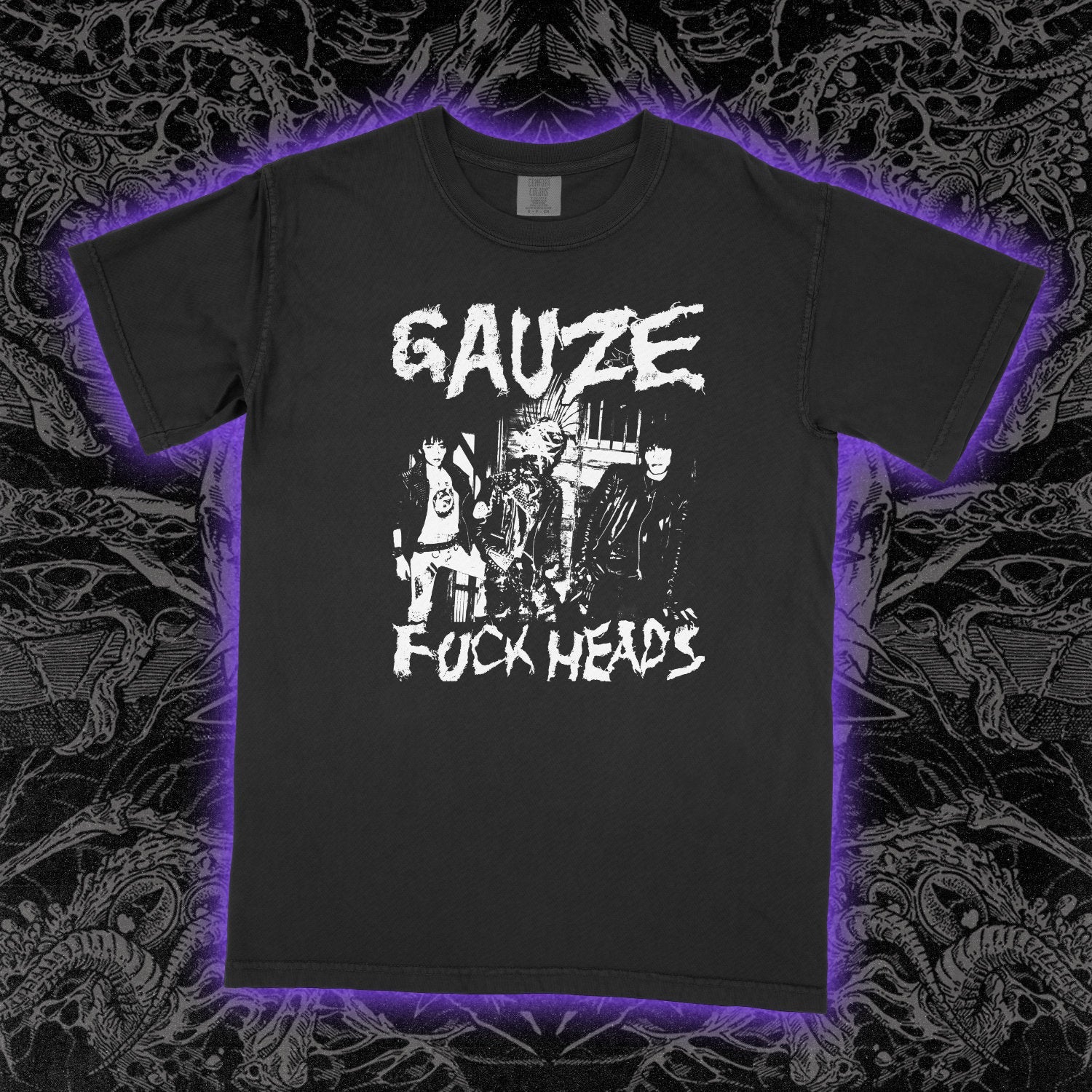 Gauze Fuck Heads Comfort Colors Black Tee