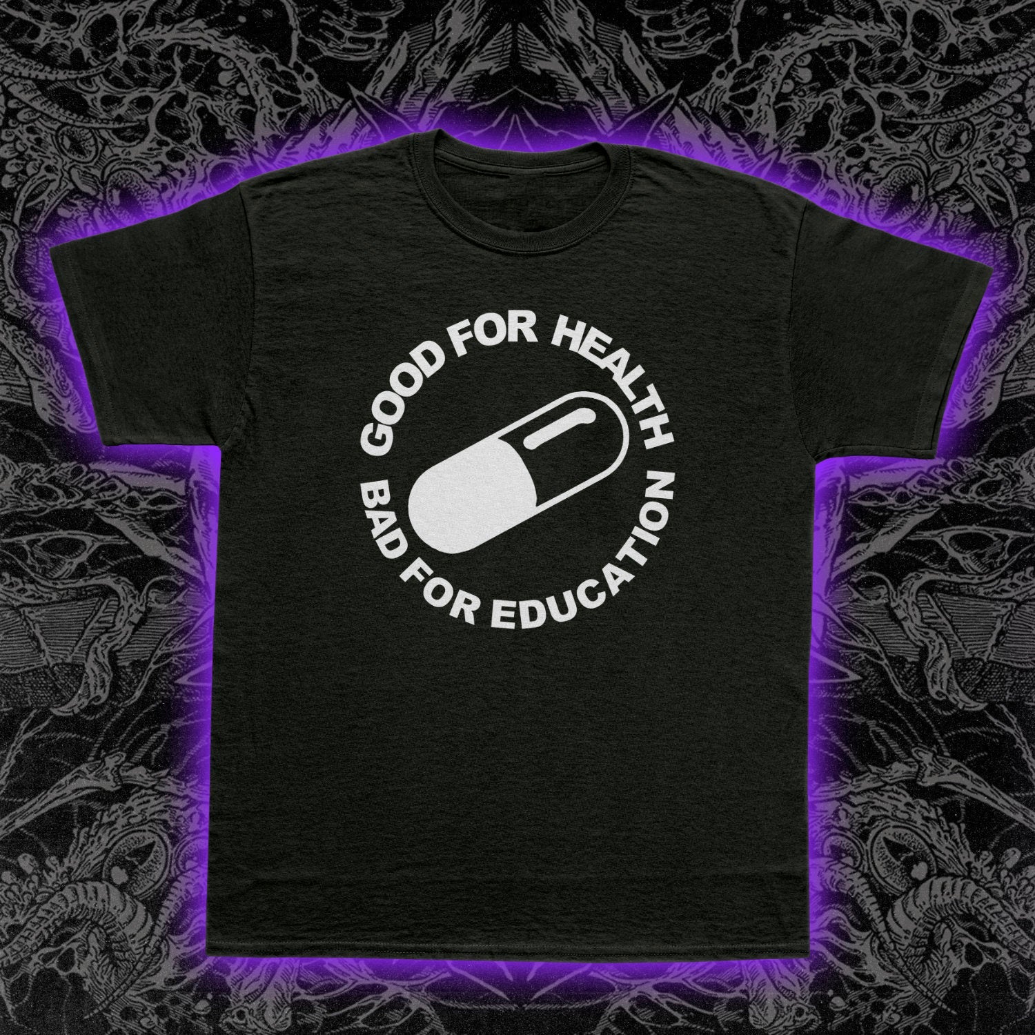 T-shirt Anime Akira 'Good For Health Bad For Education' - Coupe Ample, Manches Courtes, Motif Graffiti - Unisexe, Polyester - 9