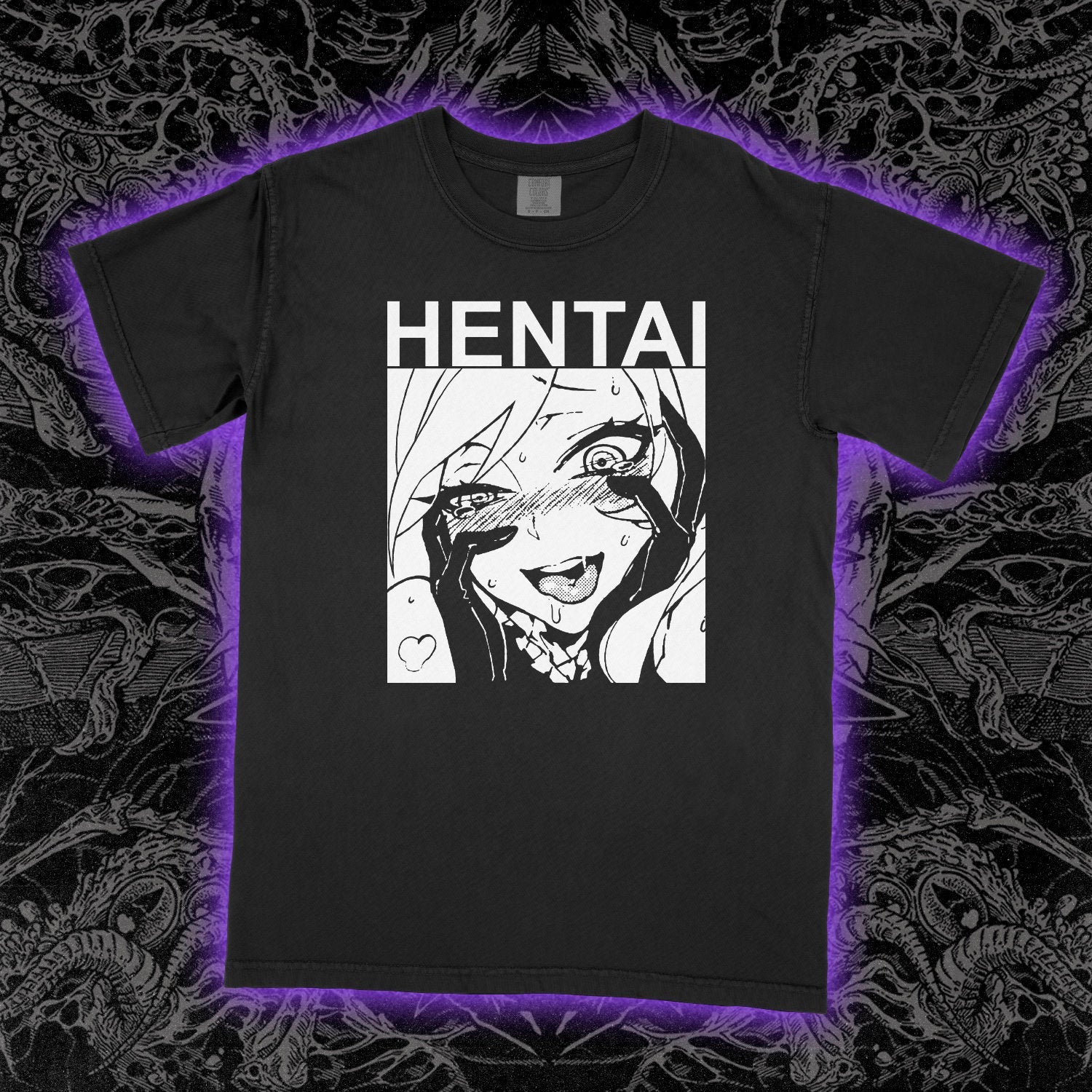 Hentai Ahegao Face Comfort Colors Black Tee