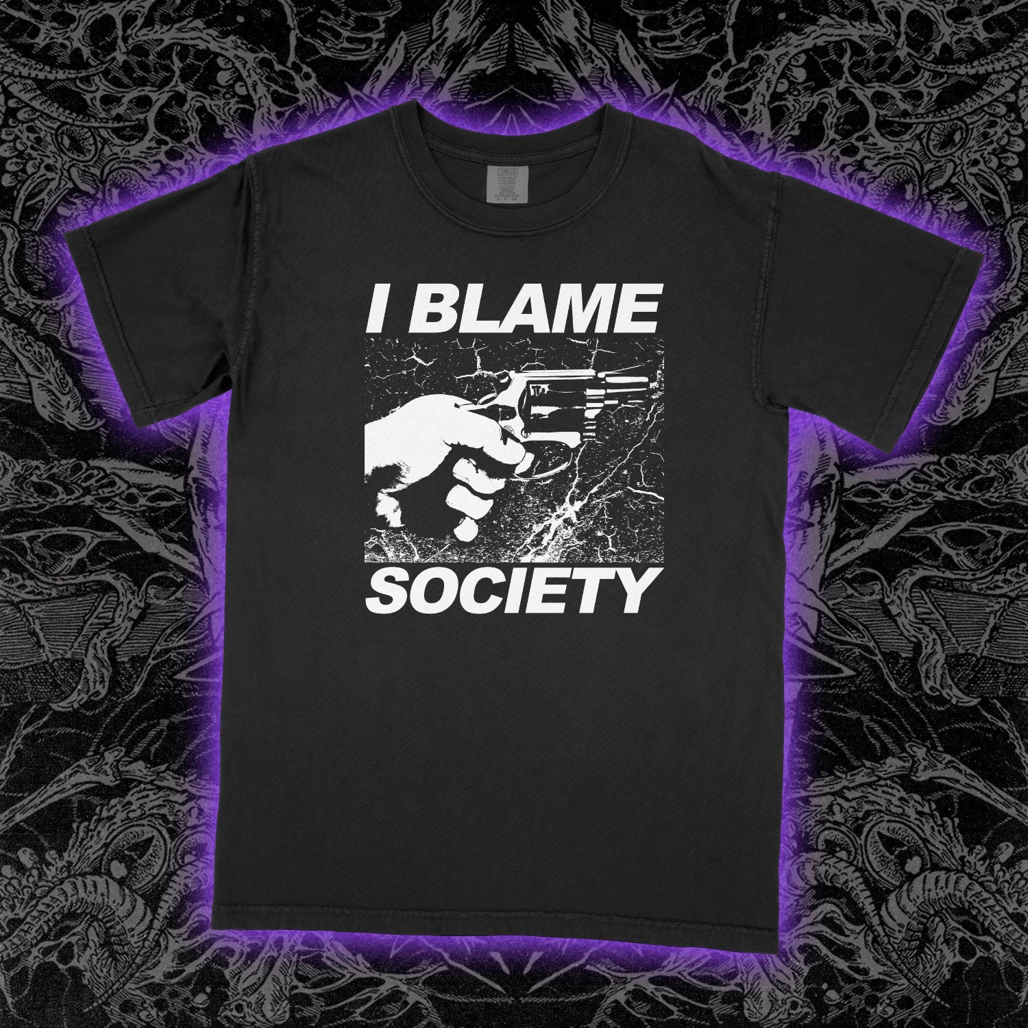 I Blame Society Handgun Comfort Colors Black Tee