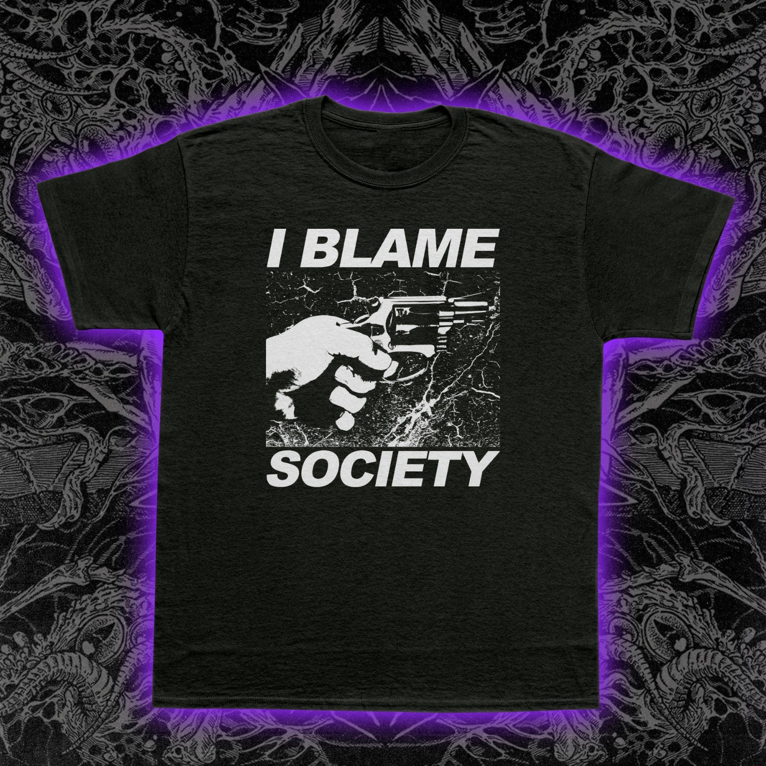 I Blame Society Handgun Premium Tee