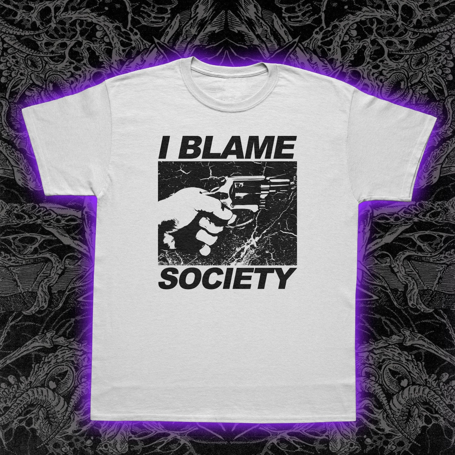 I-Blame-Society-Handgun | Occult & Obscure Clothing | Night Channels