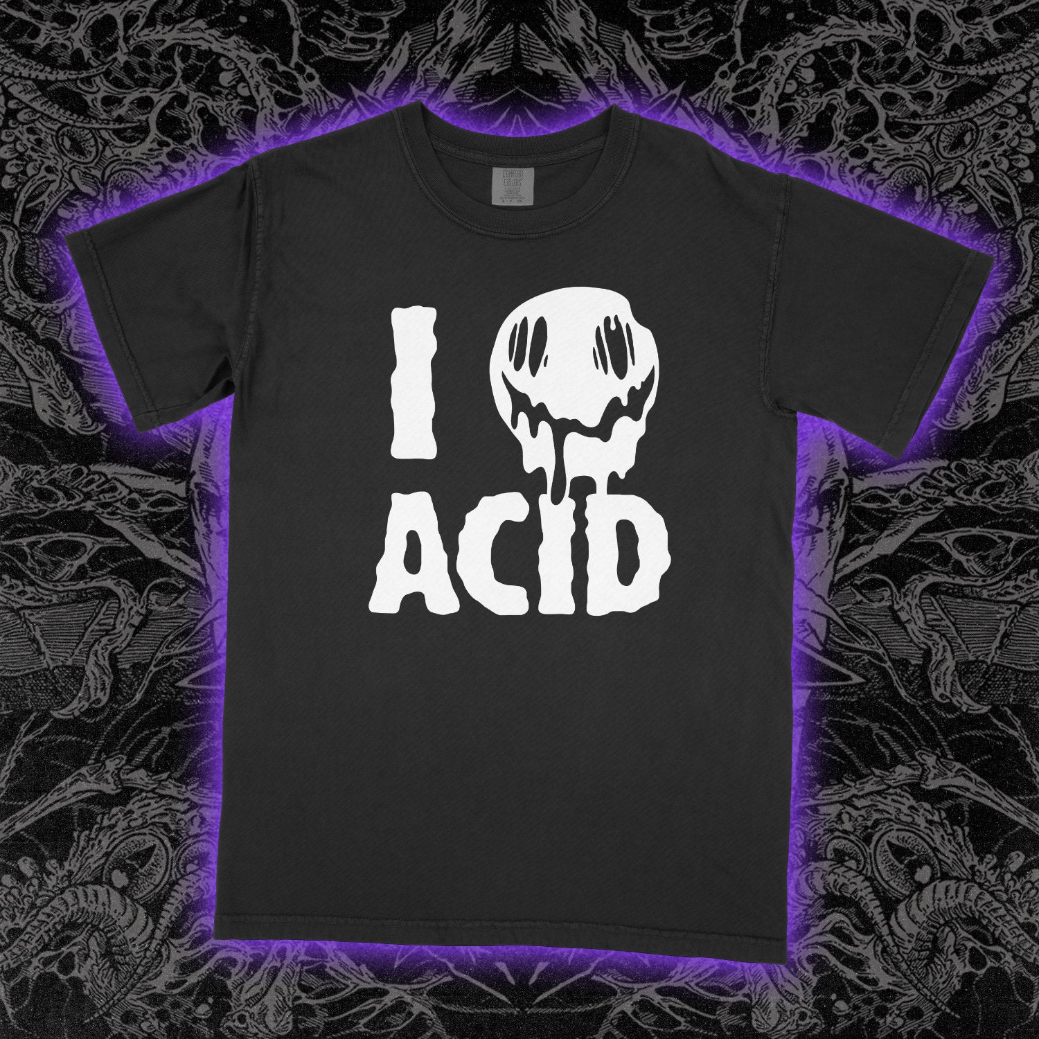 I Love Acid Comfort Colors Black Tee