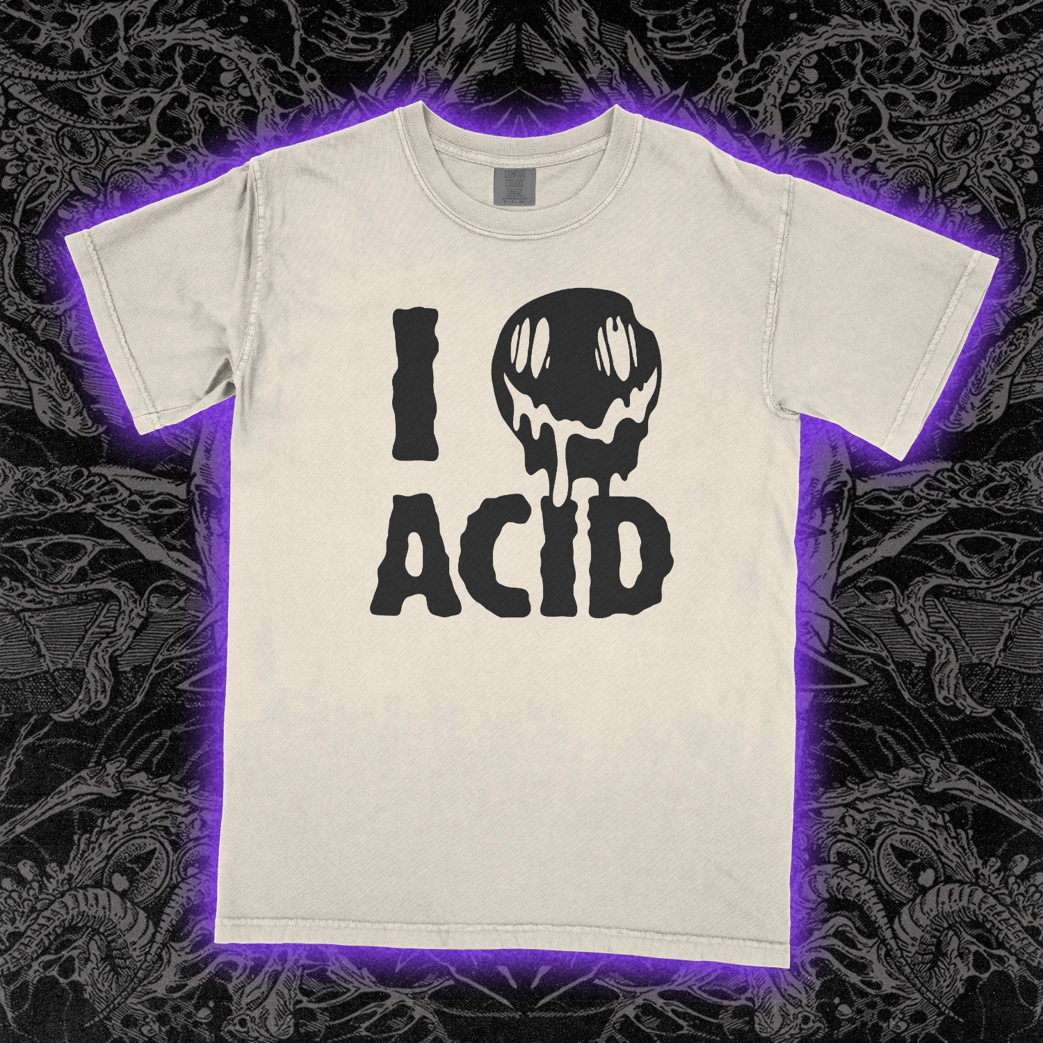 I Love Acid Comfort Colors Ivory Tee