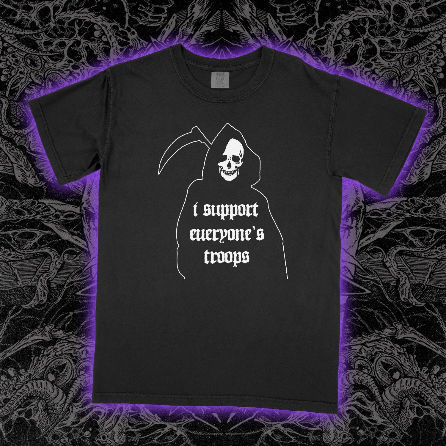 I Support Everyone's Troops Comfort Colors Black Tee