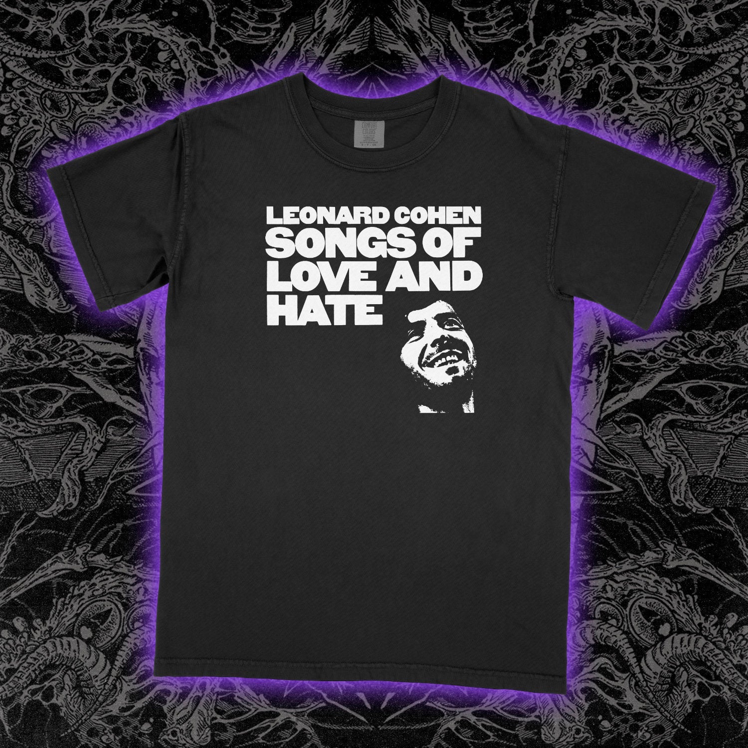 Leonard Cohen Songs Of Love And Hate Comfort Colors Black Tee