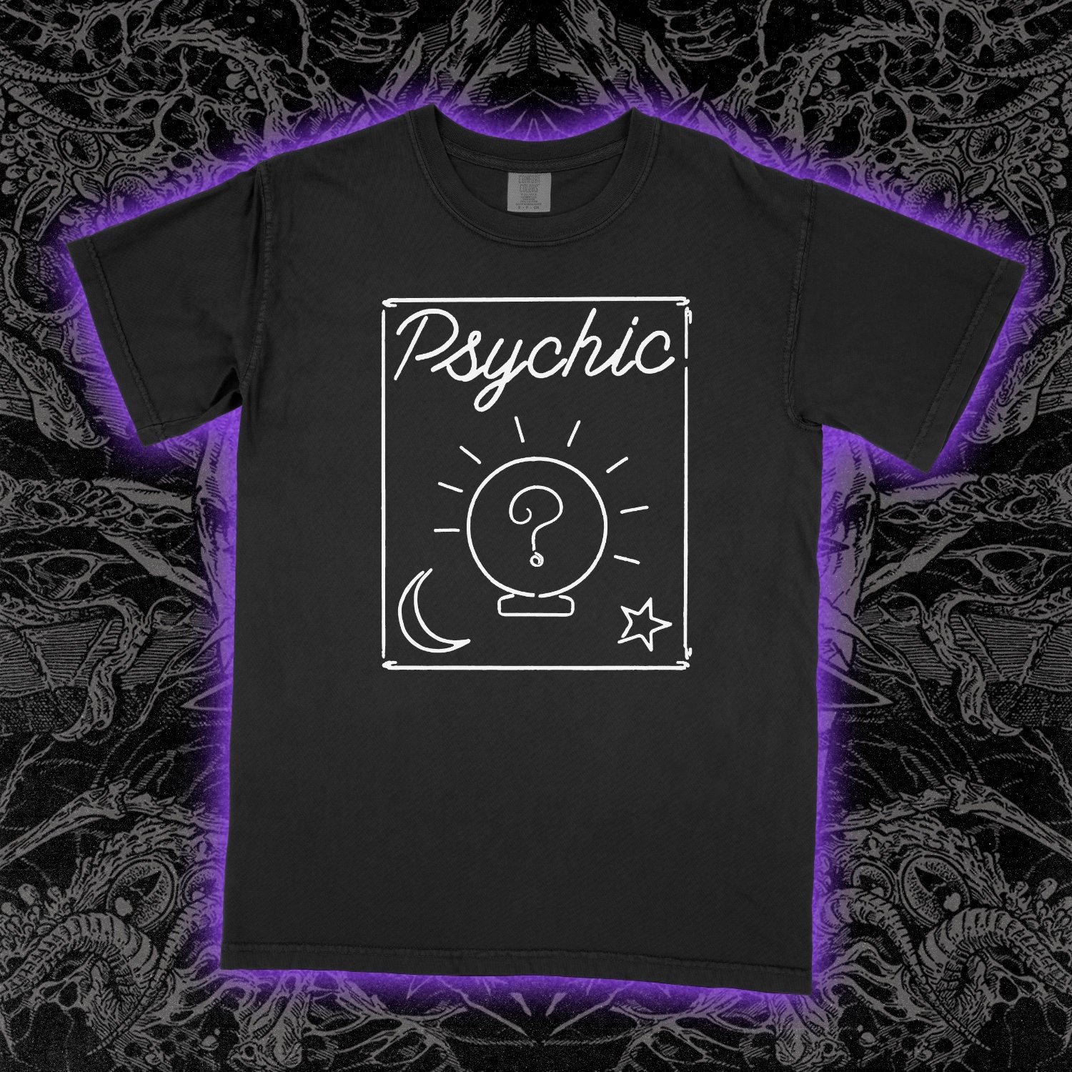 Neon Psychic Sign Comfort Colors Black Tee