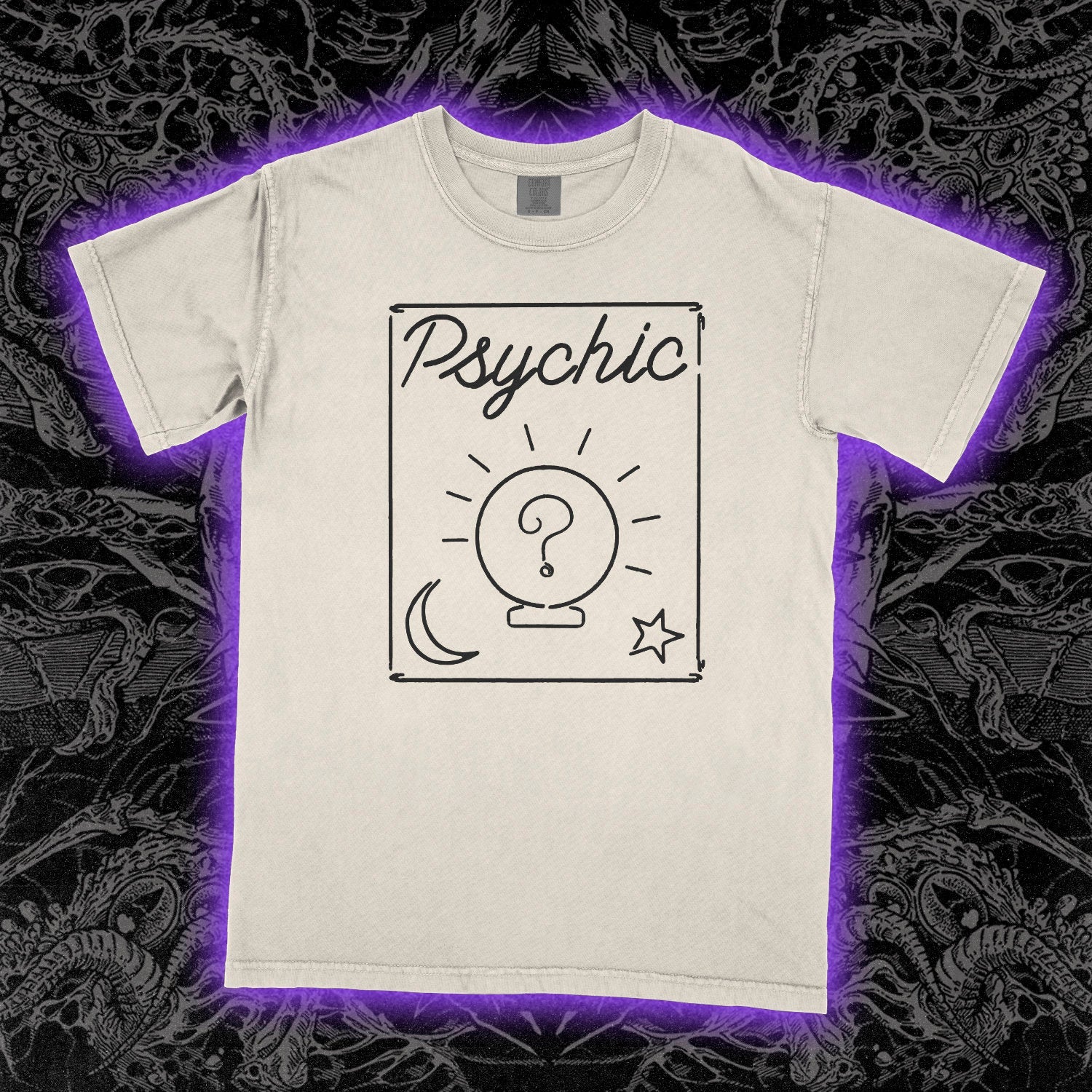 Neon Psychic Sign Comfort Colors Ivory Tee