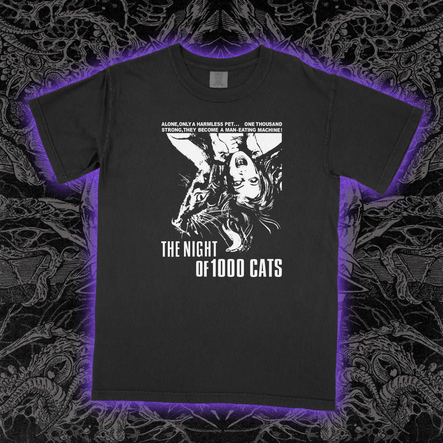 Night Of 1000 Cats Film Comfort Colors Black Tee