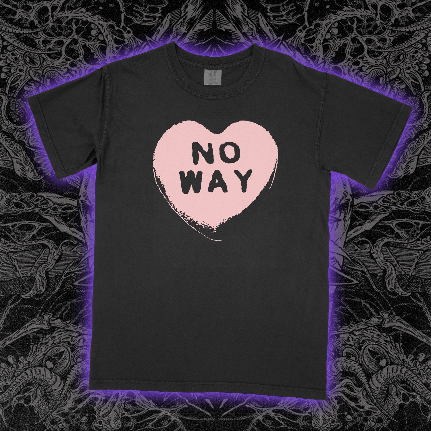 No Way Candy Heart Comfort Colors Black Tee