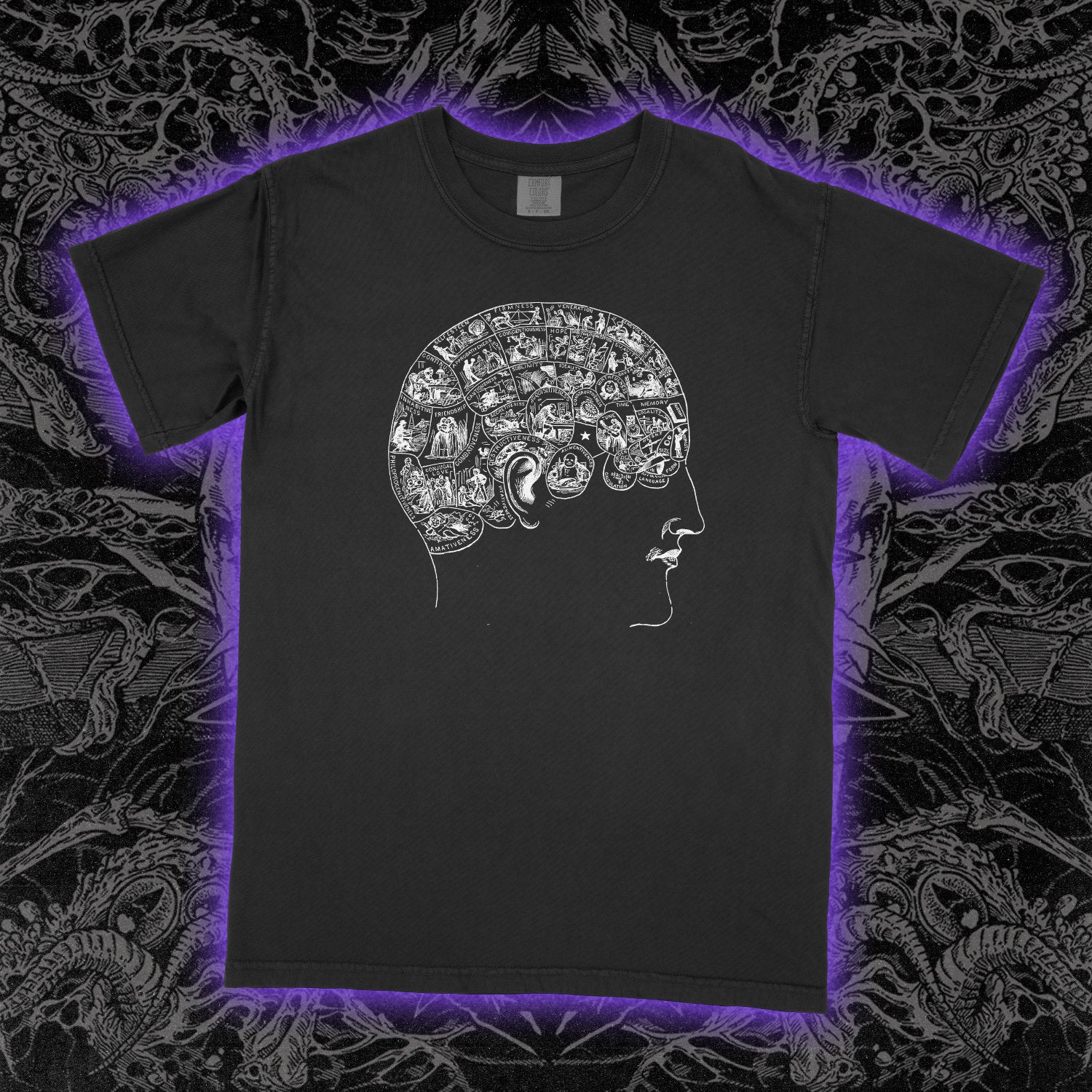 Phrenology Psychology Comfort Colors Black Tee