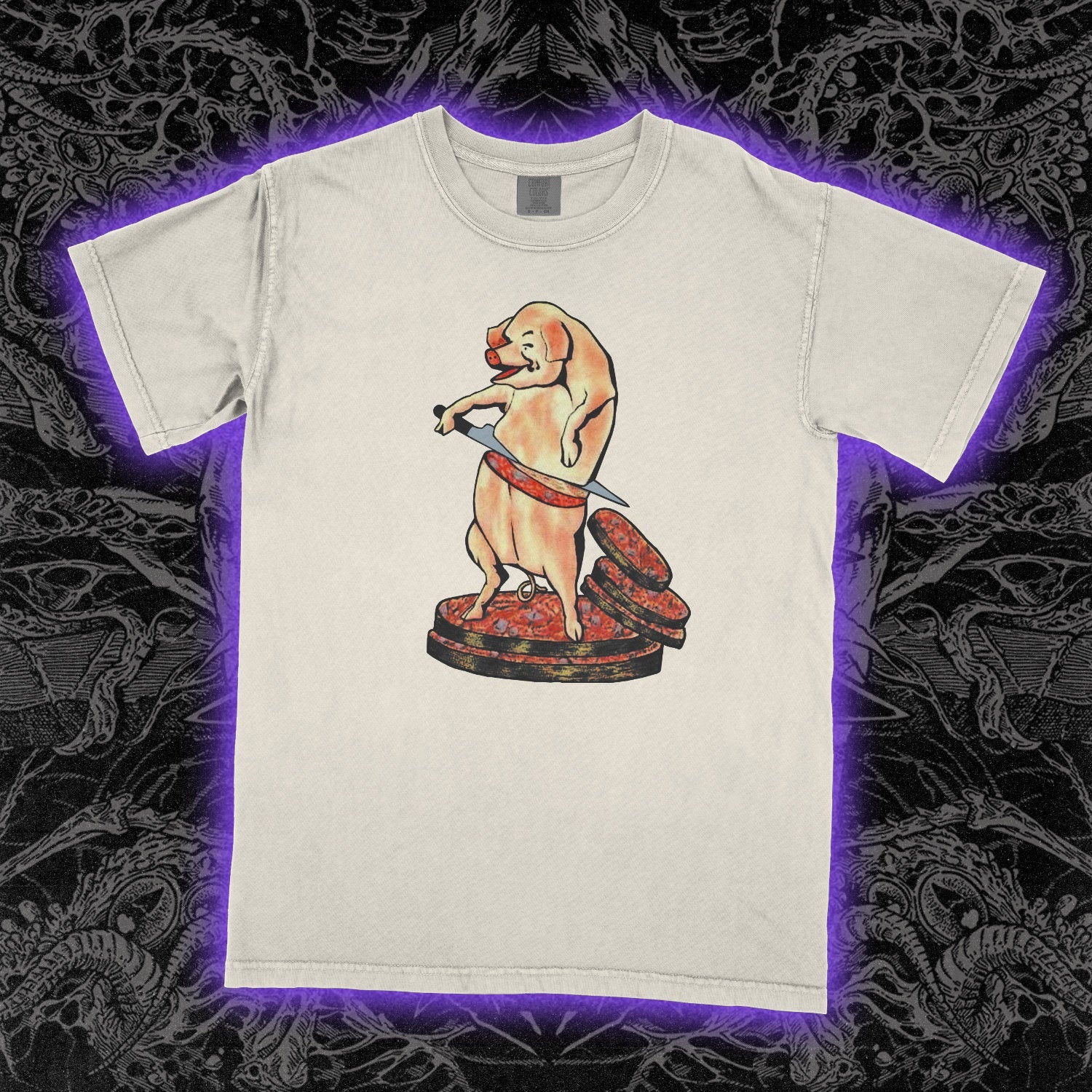 Pig Cutting Itself Comfort Colors Ivory Tee