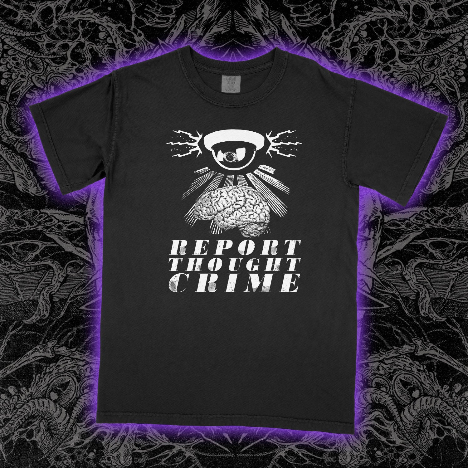 Report Thought Crime Comfort Colors Black Tee