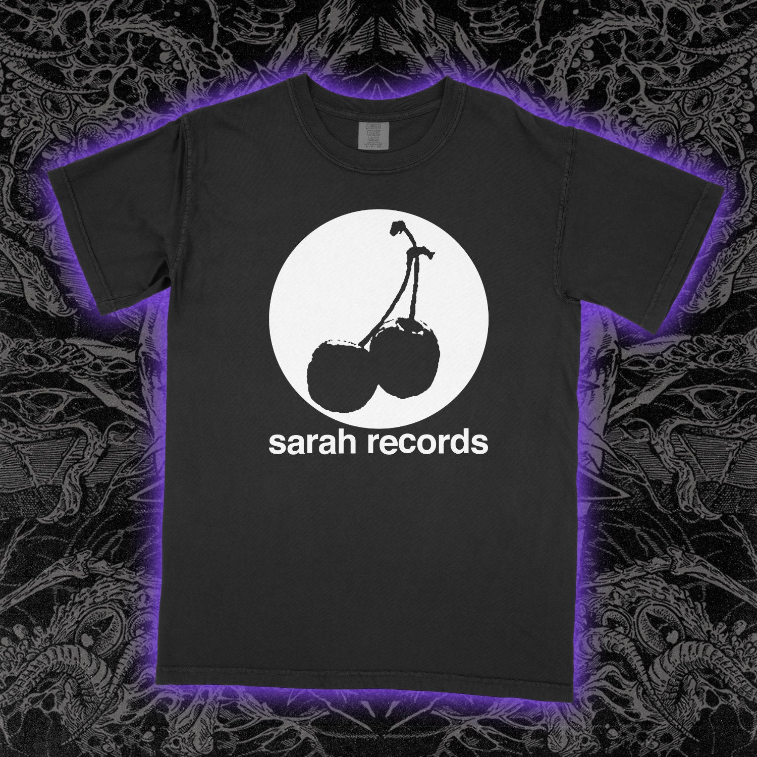 Sarah Records Cherry Comfort Colors Black Tee