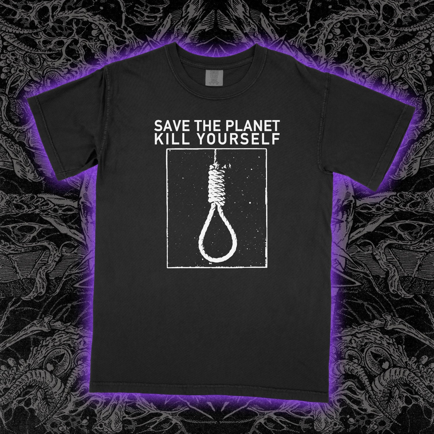 Save The Planet Kill Yourself Comfort Colors Black Tee