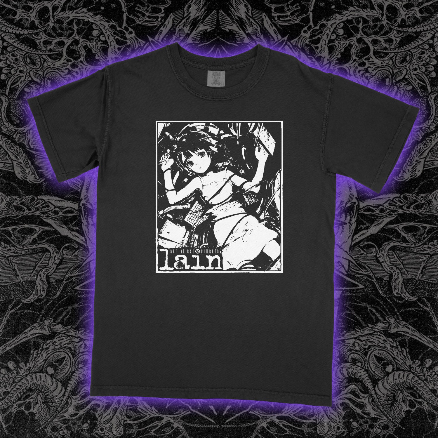 Serial Experiments Lain Comfort Colors Black Tee