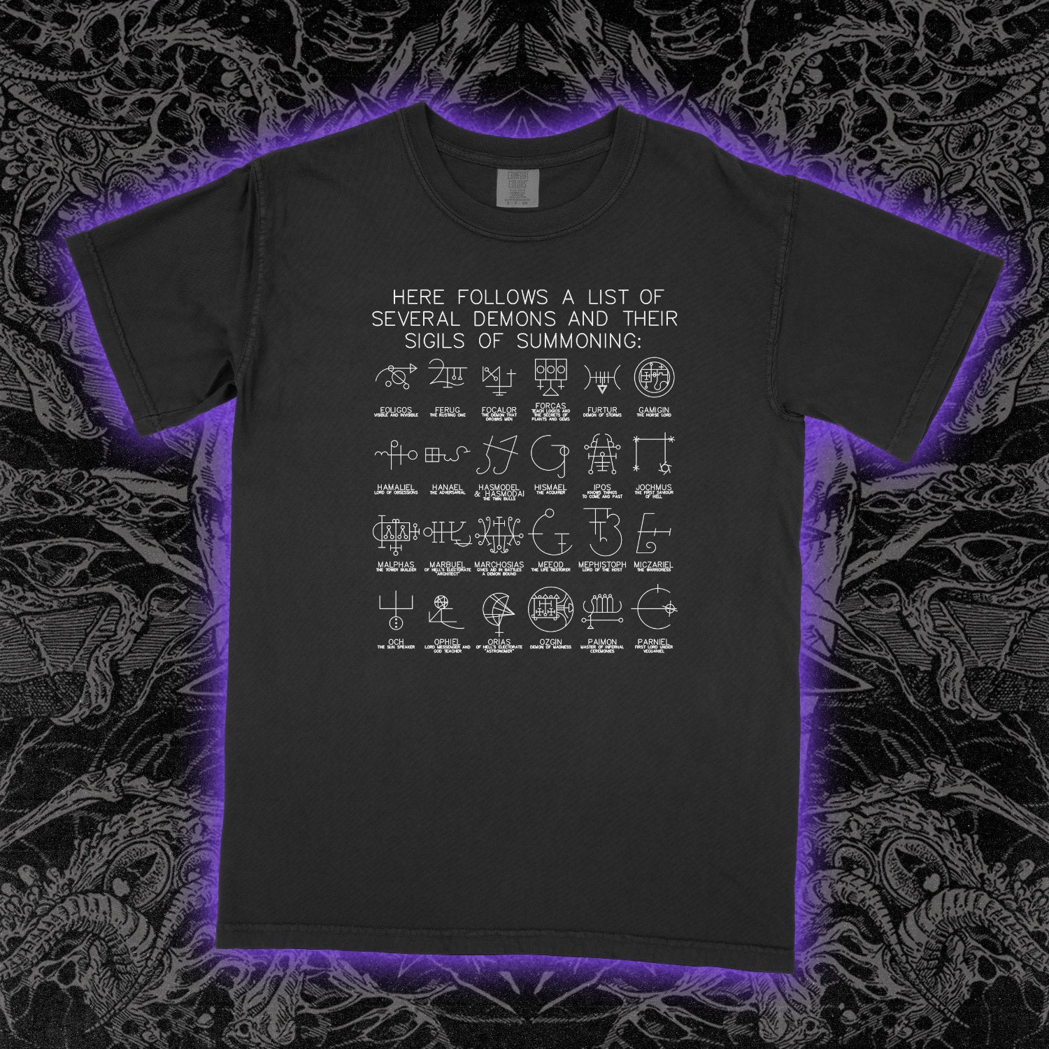 Several Demons And Their Sigils Comfort Colors Black Tee