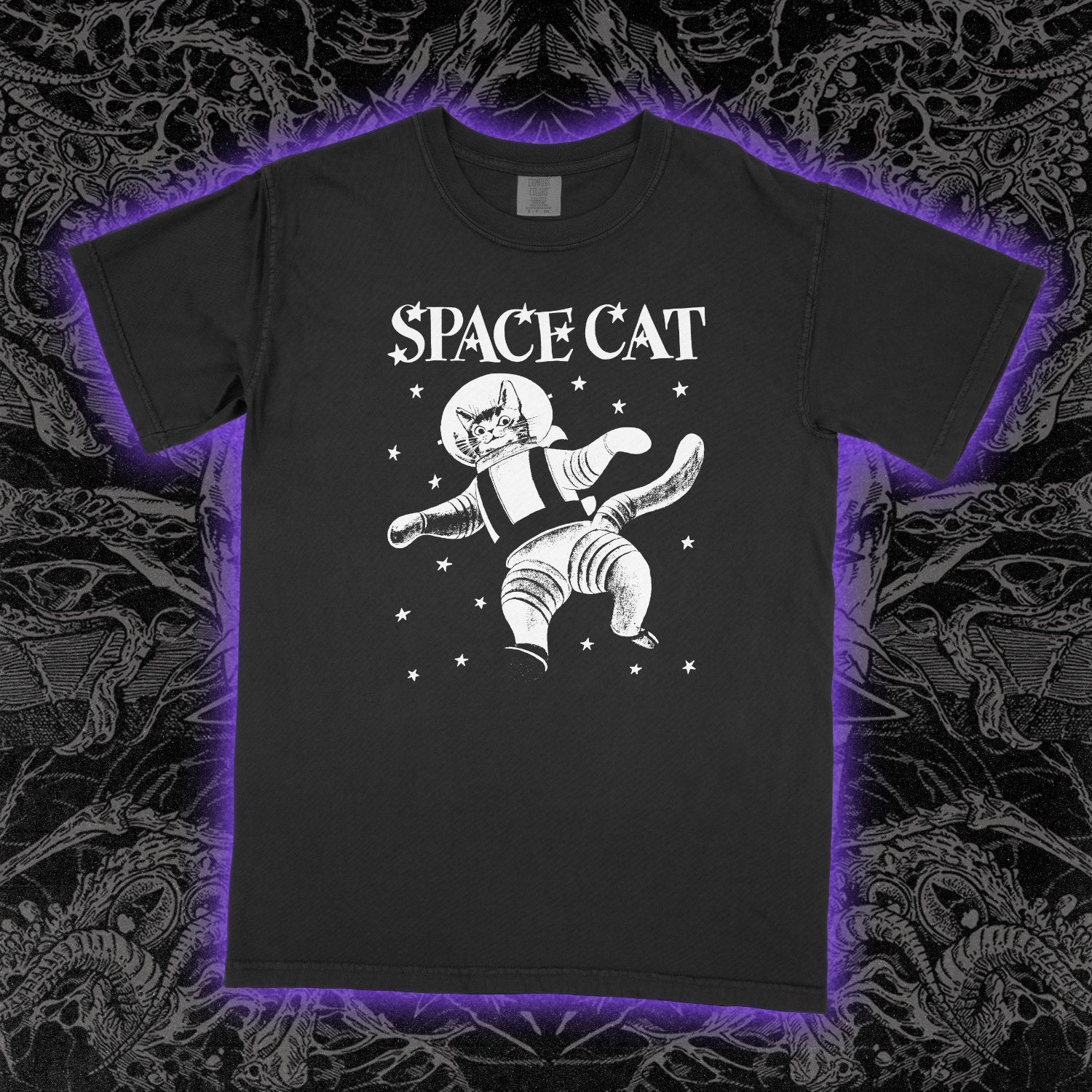 Space Cat Comfort Colors Black Tee