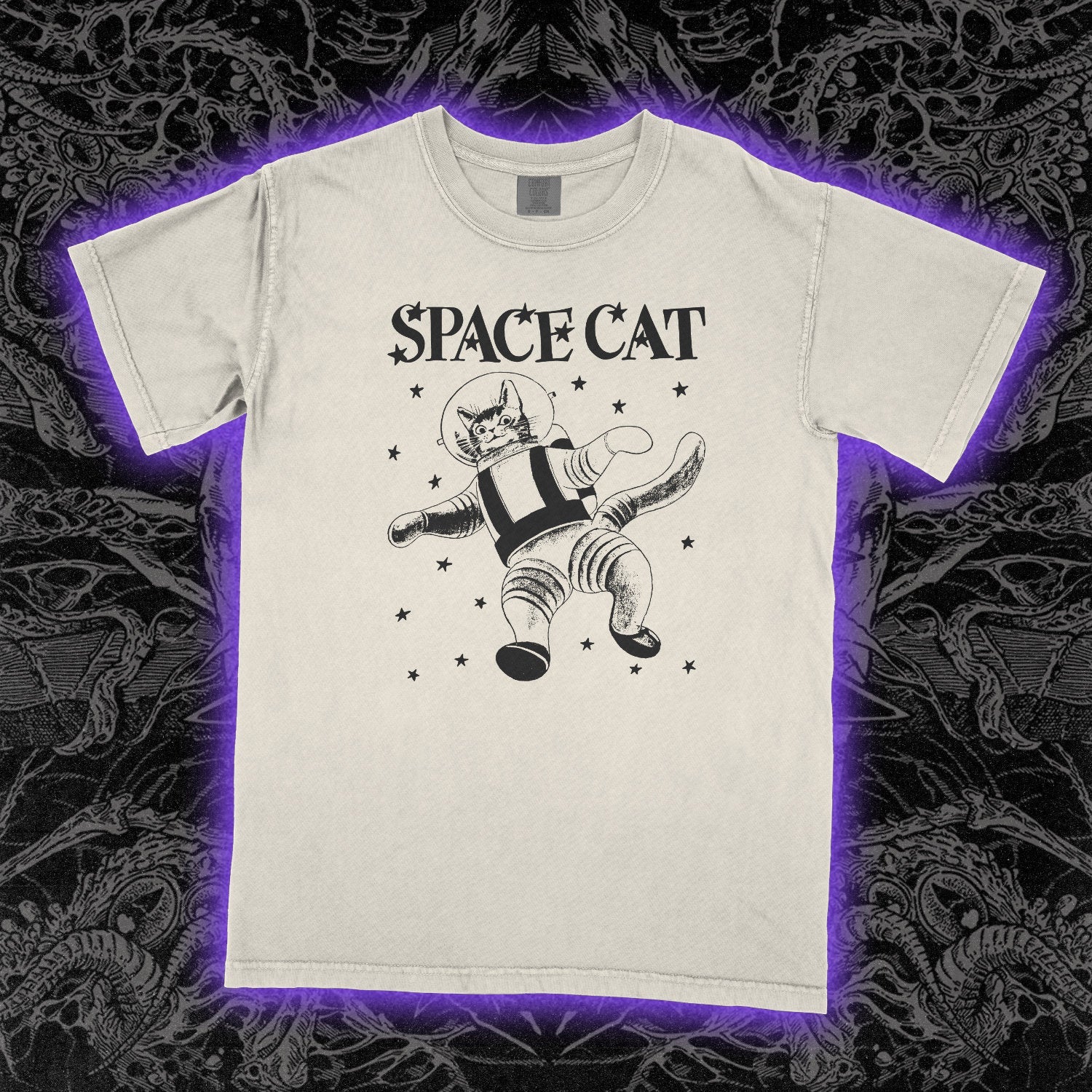 Space Cat Comfort Colors Ivory Tee