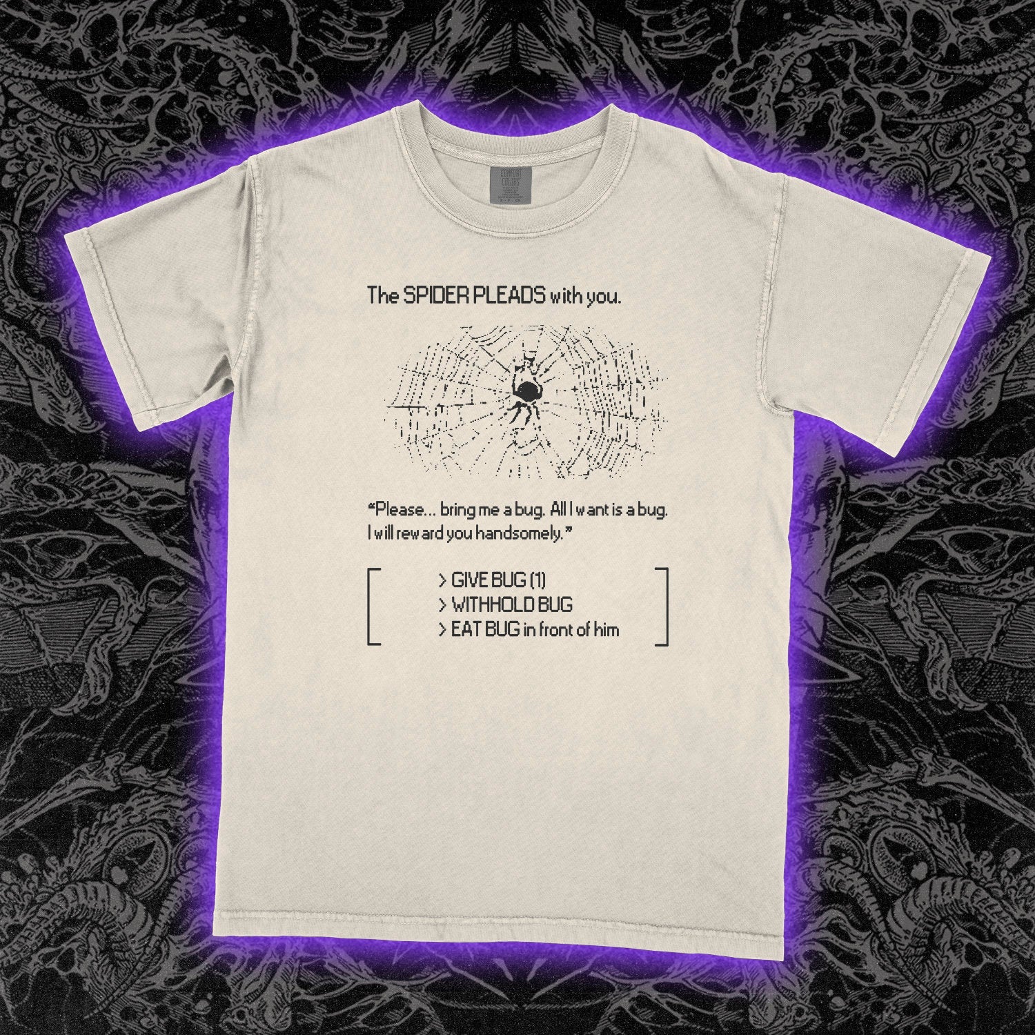 Spider Pleads Text Adventure Comfort Colors Ivory Tee