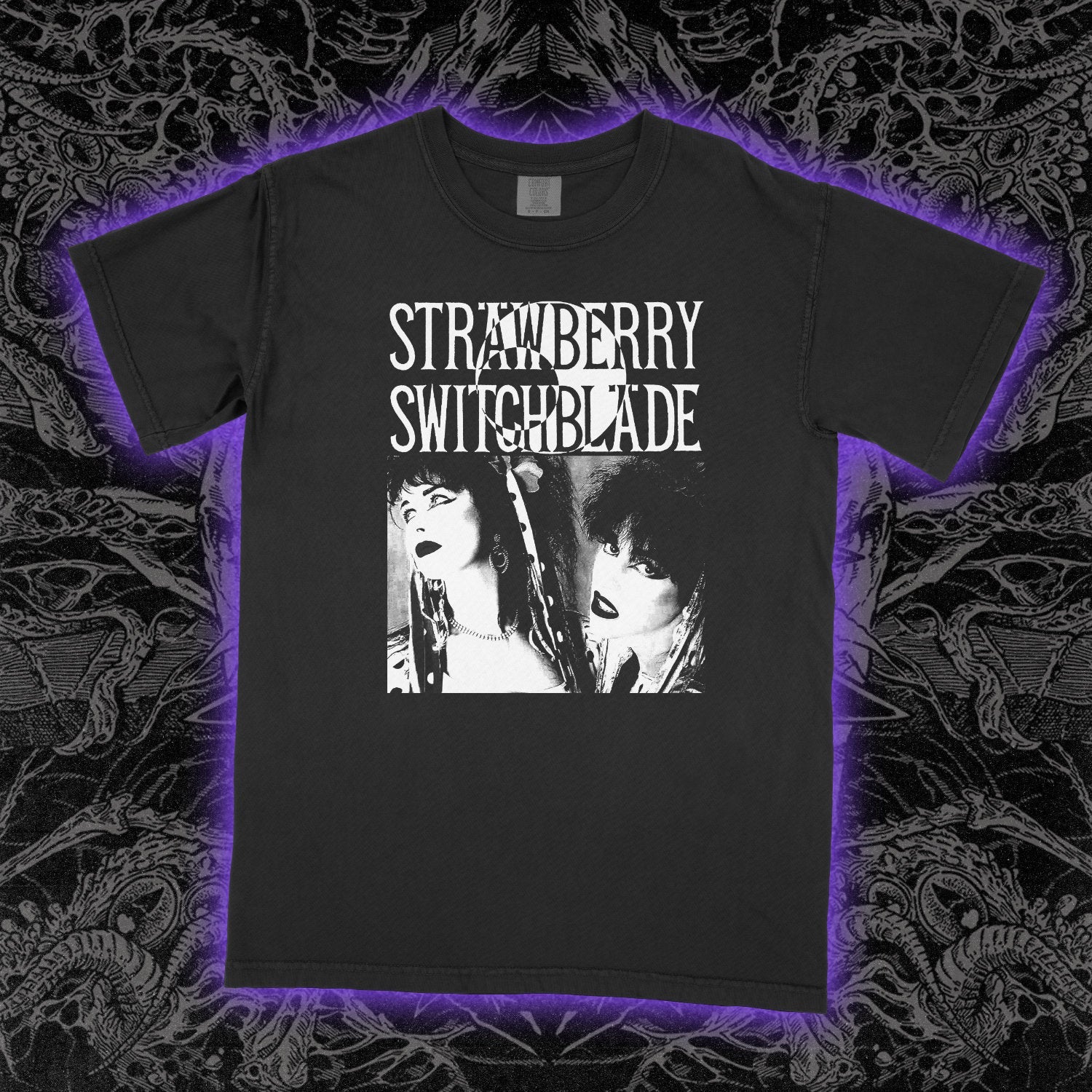 Strawberry Switchblade Comfort Colors Black Tee