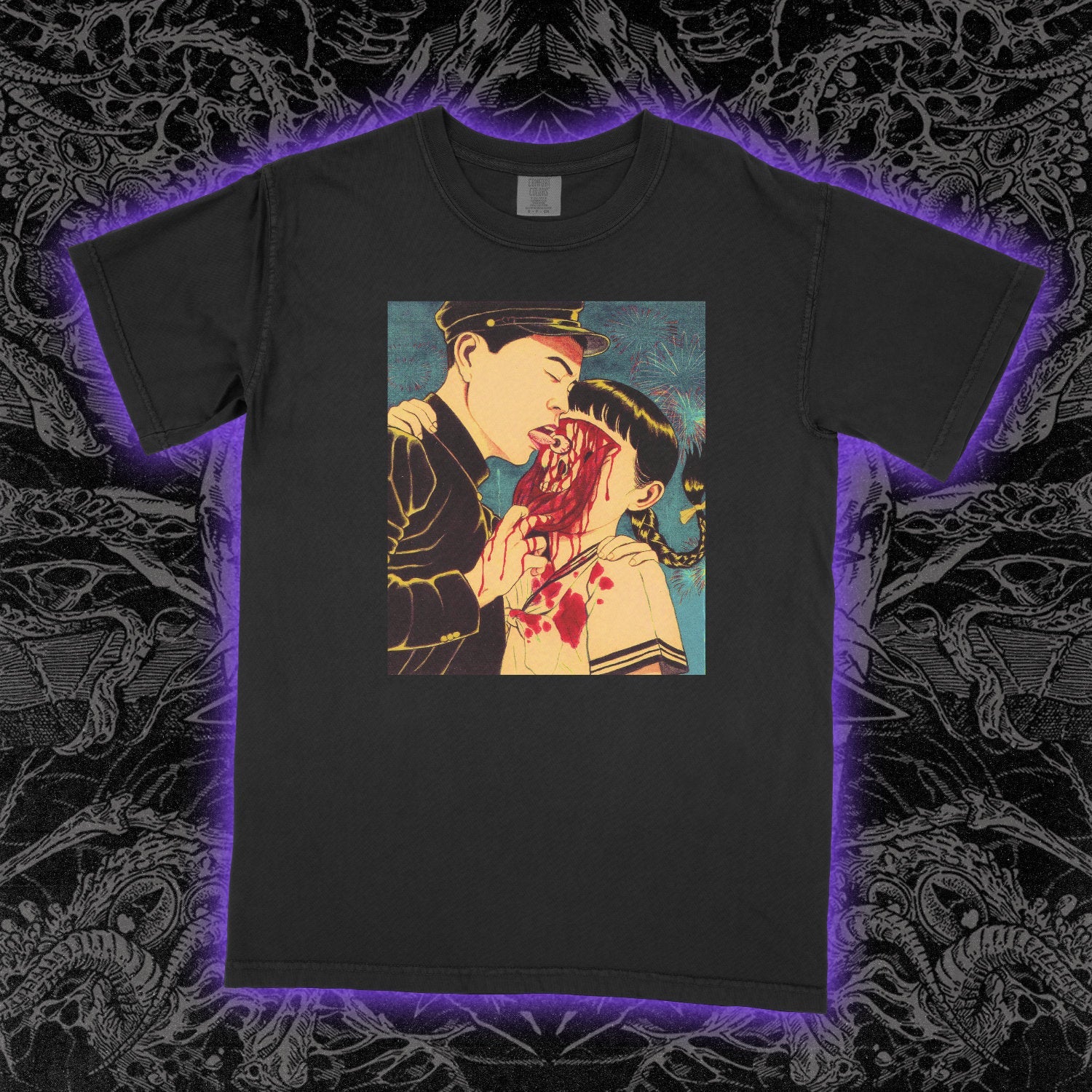 Suehiro Maruo Bloody Face Comfort Colors Black Tee