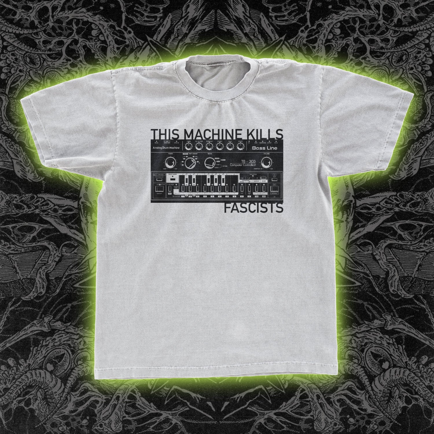 This Drum Machine Kills Fascists Classic Tee White