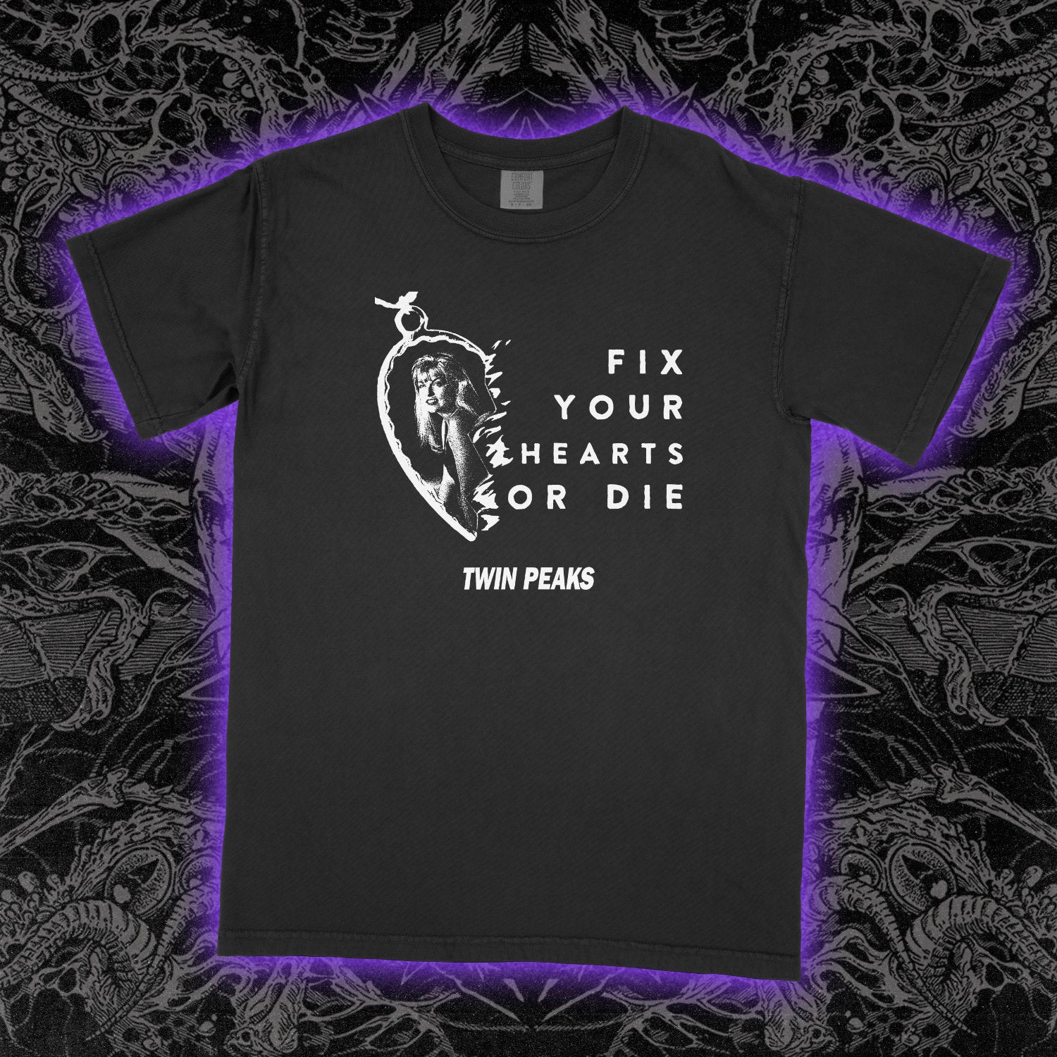 Fix Your Hearts Or Die Twin Peaks Comfort Colors Black Tee